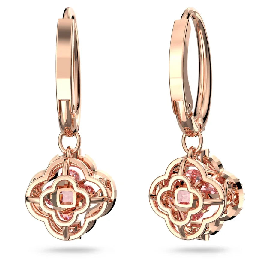 Boucles d’Oreilles Femme Una Trèfle Blanc Doré Rose – Swarovski vue 4