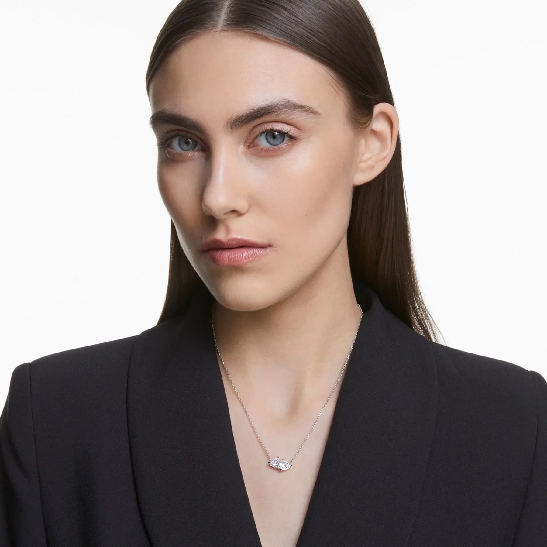 Rhodinierte weiße Herz-Mesmera-Attract-Halskette – Swarovski-Ansicht 2