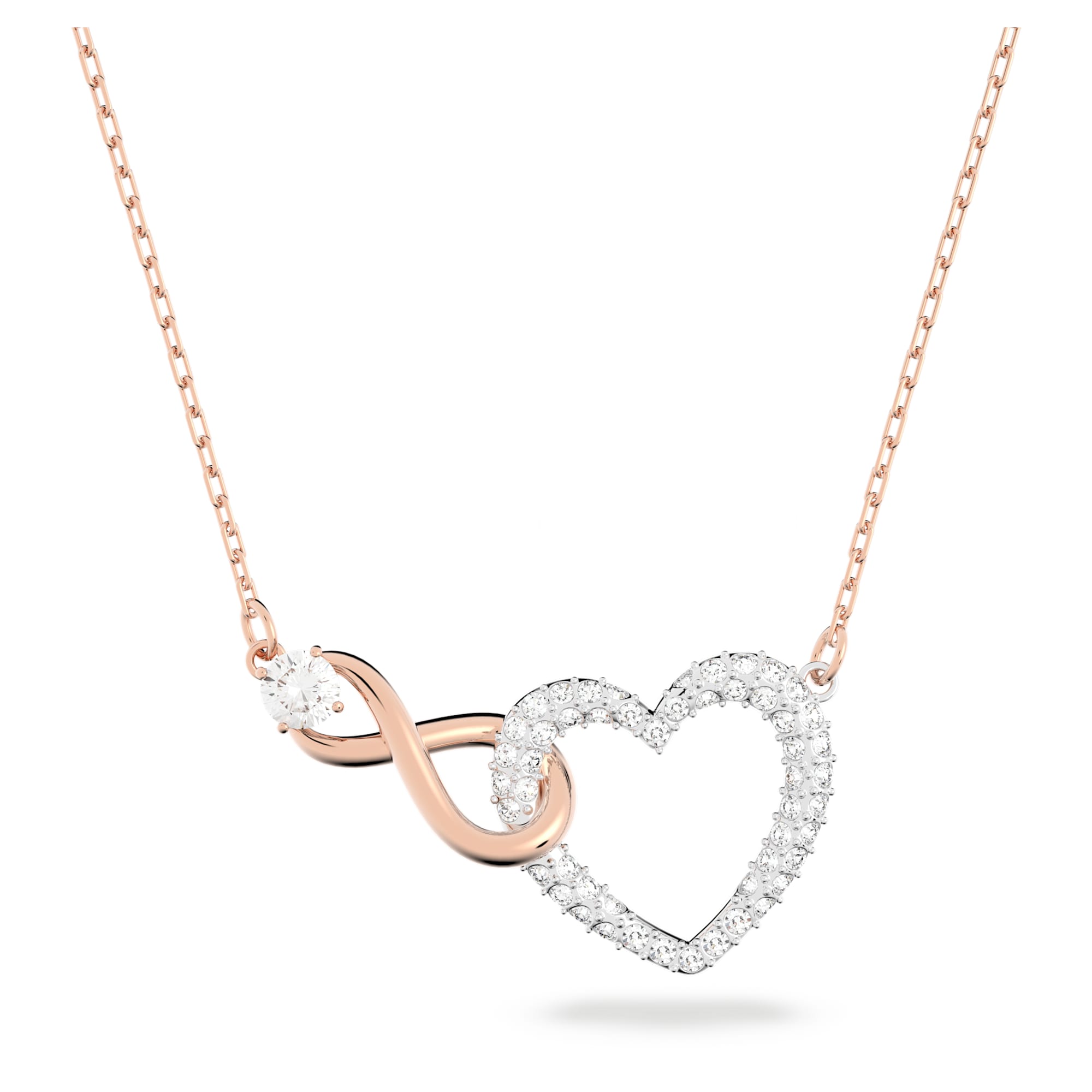 Colar Hyperbola Heart & Infinity Branco Dois Tons - Swarovski