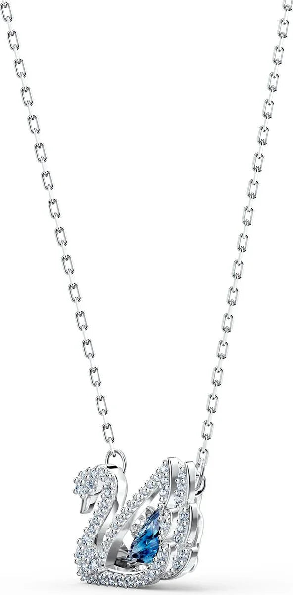 Dansende Zwaan Blauwe Zwaan Halsketting Gerhodineerd – Swarovski bekijk 3