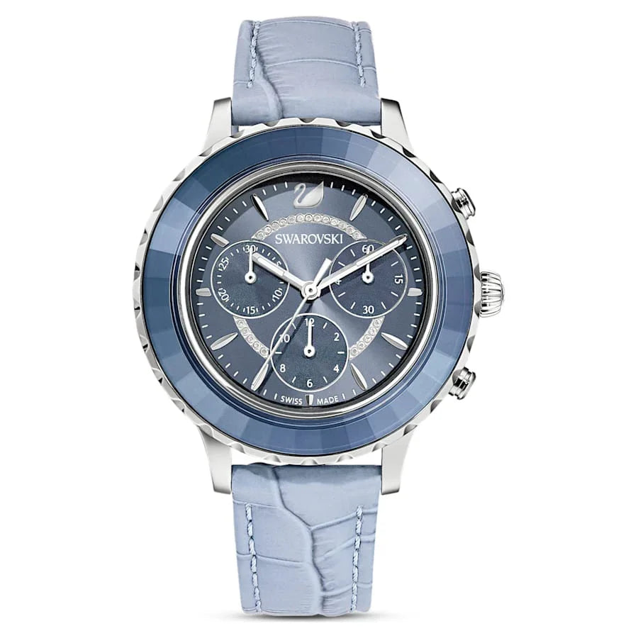 Dámské hodinky Octea Lux Chrono Blue Leather – Swarovski