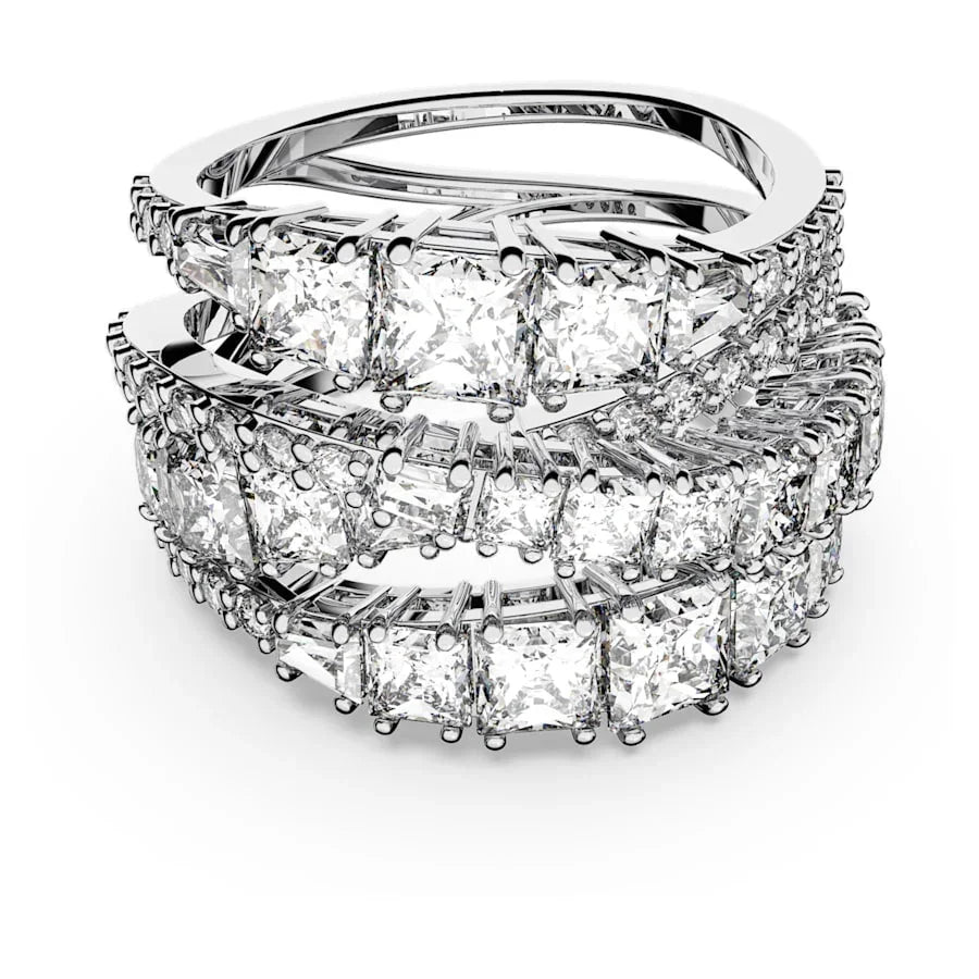 Anel Swarovski - Hipérbole - Vários tamanhos - Branco e Prata