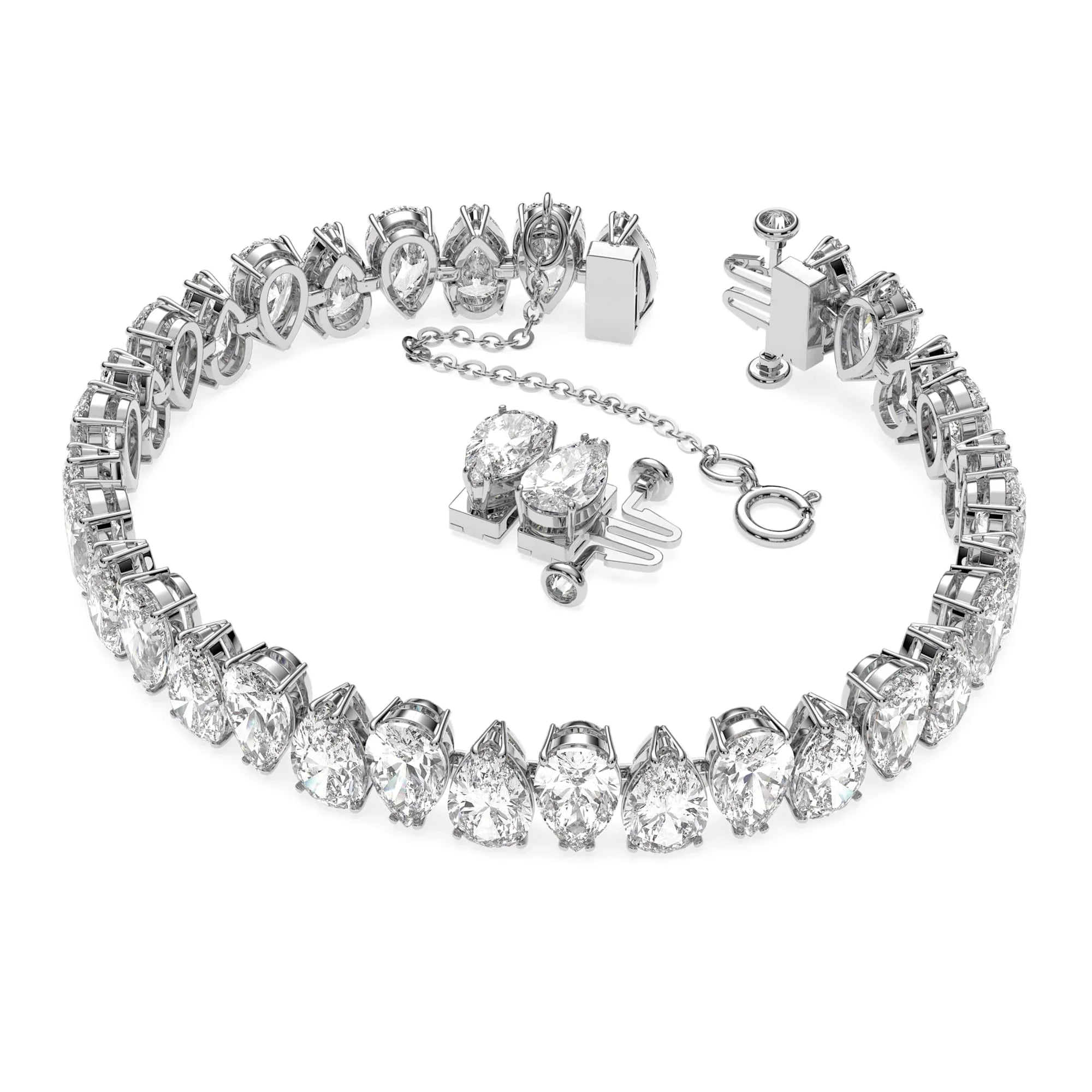 Swarovski bileklik - Matrix - Armut kesim - Beyaz ve Gümüş görünümlü 3