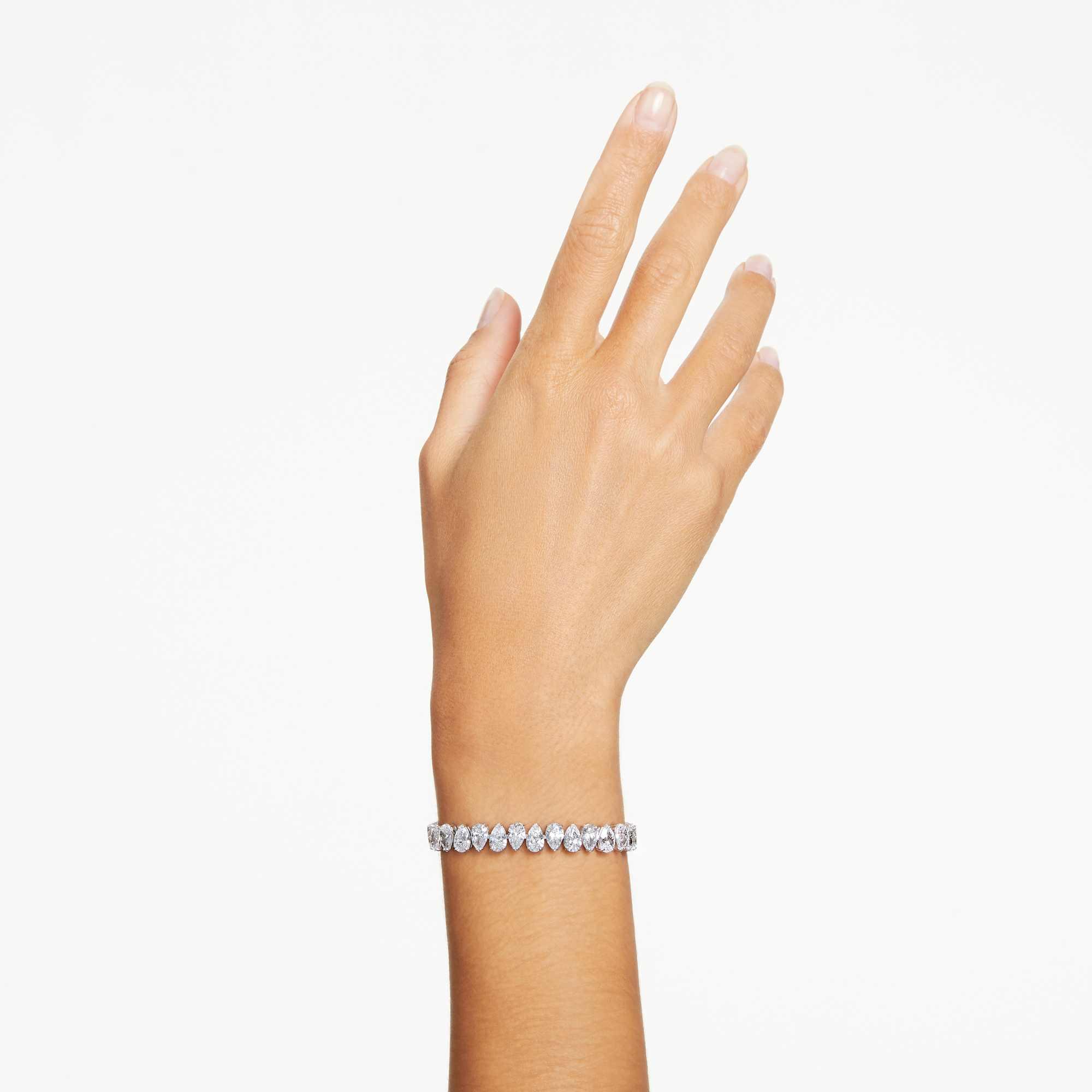 Swarovski bileklik - Matrix - Armut kesim - Beyaz ve Gümüş görünüm 2