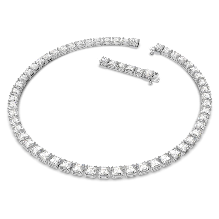 Millenia Square White Silver Tennis Necklace – Swarovski