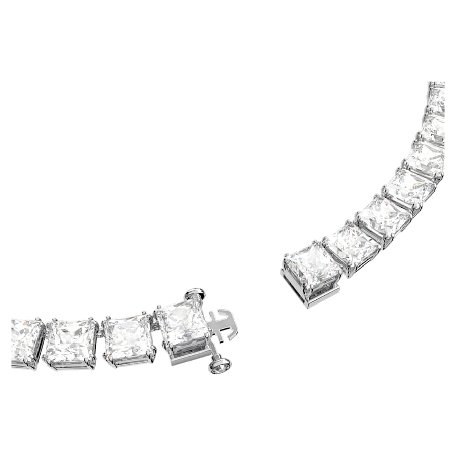 Millenia Square White Silver Tennis Necklace – Swarovski