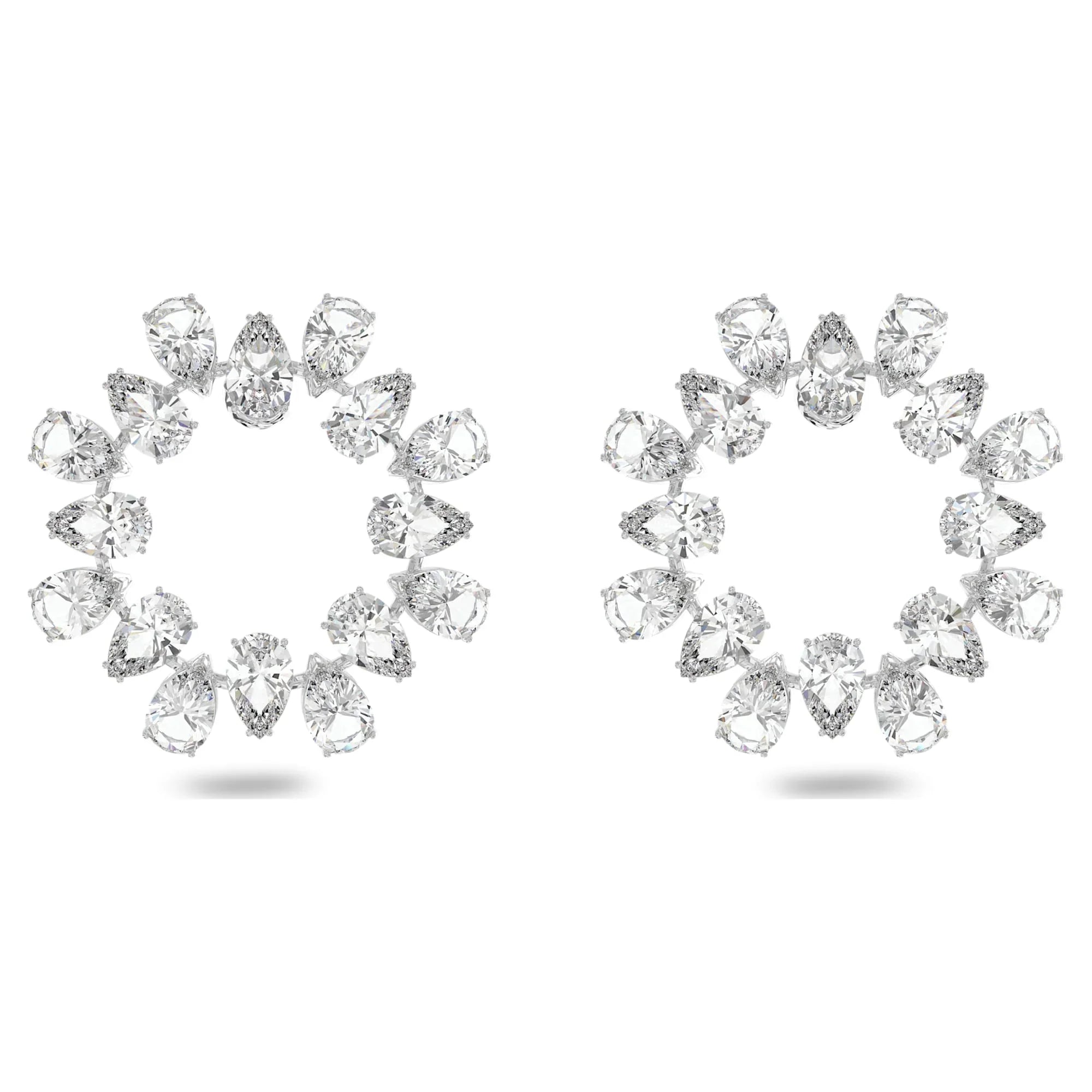 Brincos femininos Millenia Anéis de prata brancos - Swarovski
