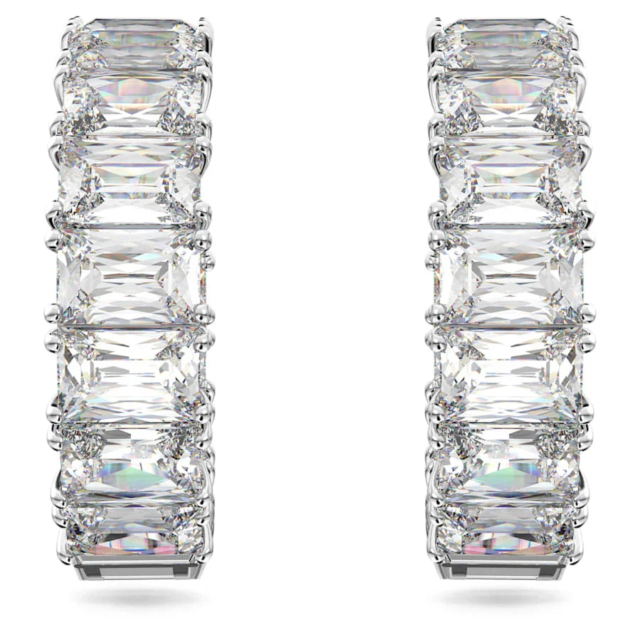 Brincos Swarovski - Matrix - Octogonal - Branco e Prata vista 3
