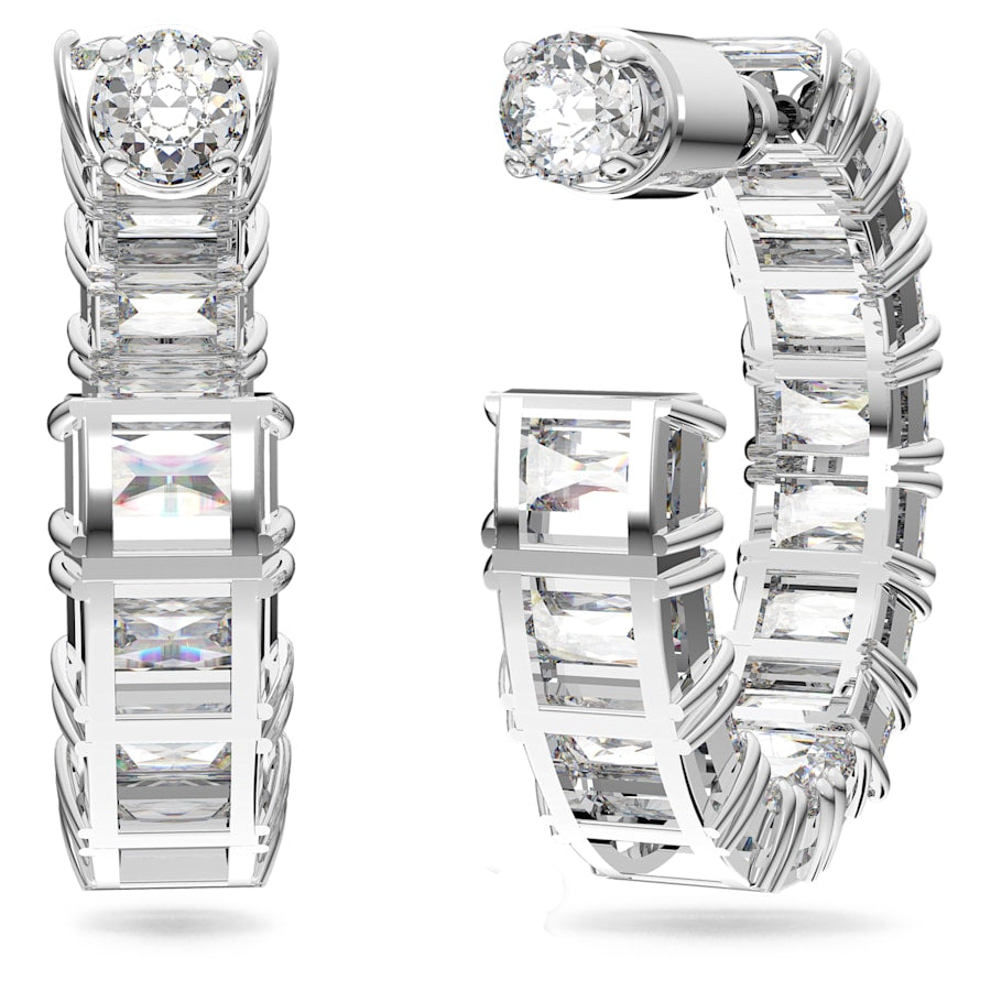 Millenia Women's Hoop Earrings White Silver – Swarovski