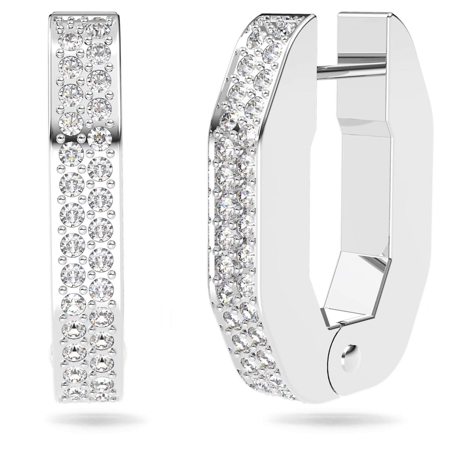 Brincos femininos Dextera octogonais em prata branca - Swarovski