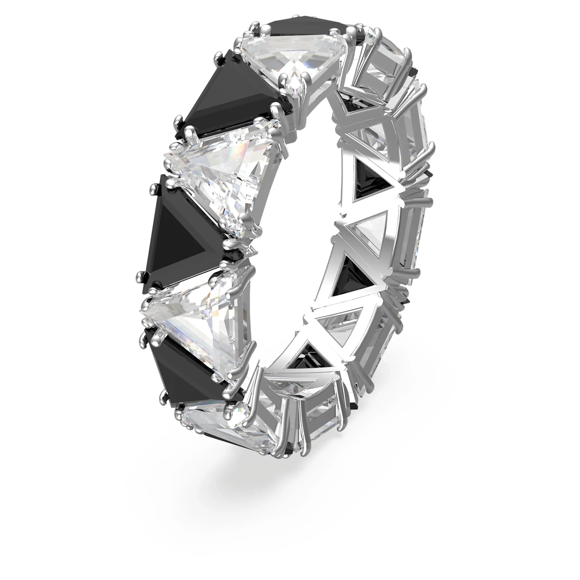 Swarovski Yüzük - Matrix - Üçgen - Siyah & Gümüş