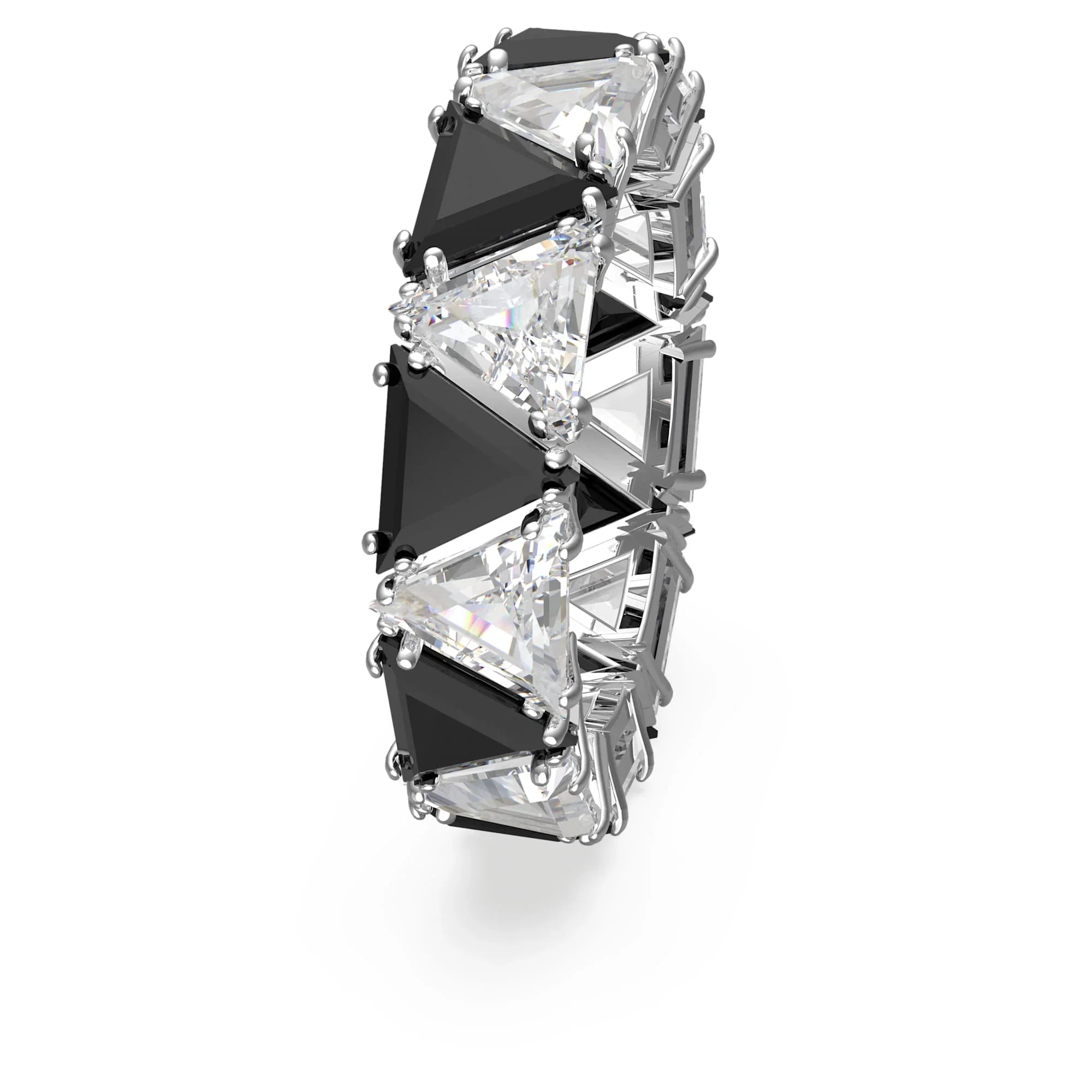 Swarovski Yüzük - Matrix - Üçgen - Siyah & Gümüş