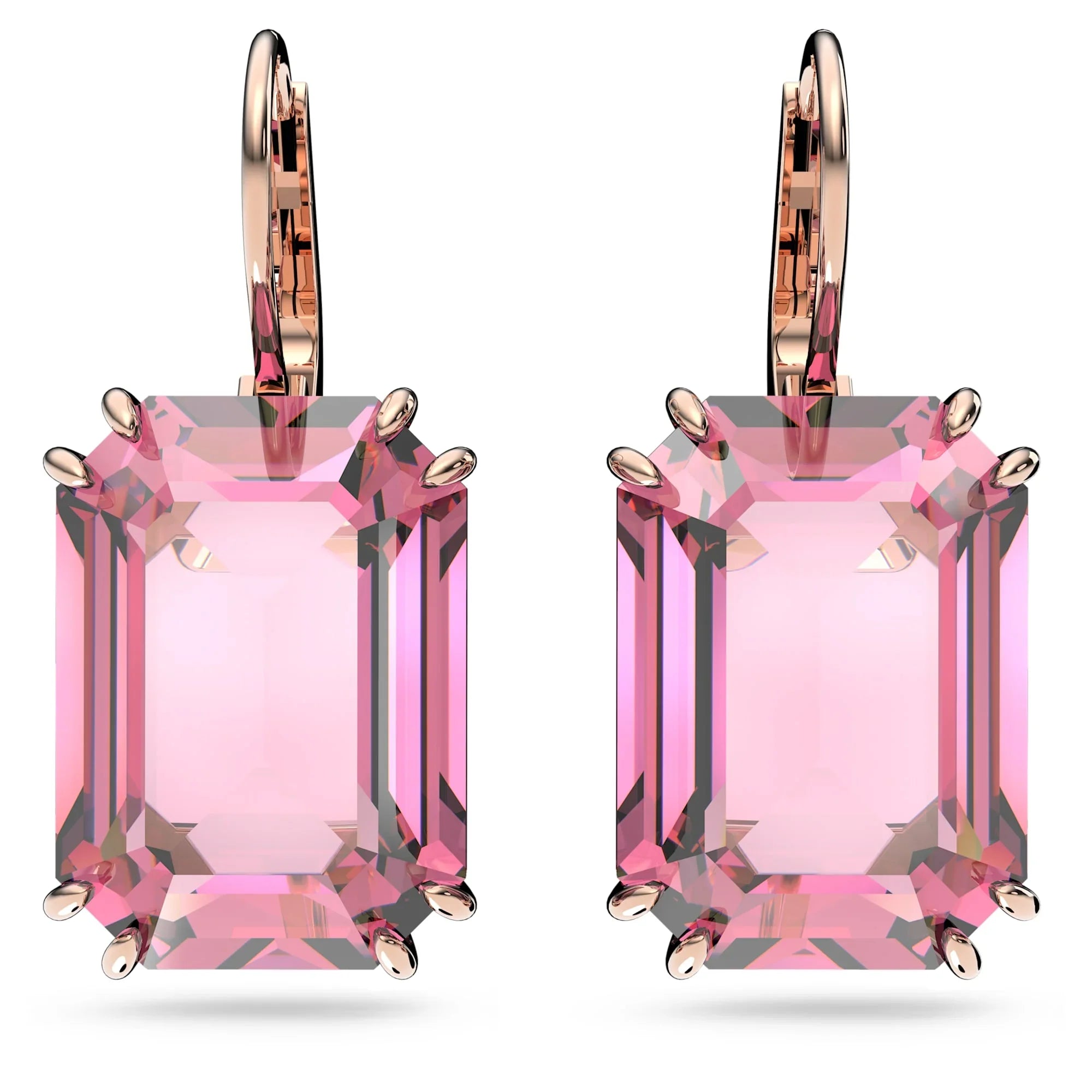 Cercei de damă Millenia, octogonal, roz Rosé – Swarovski
