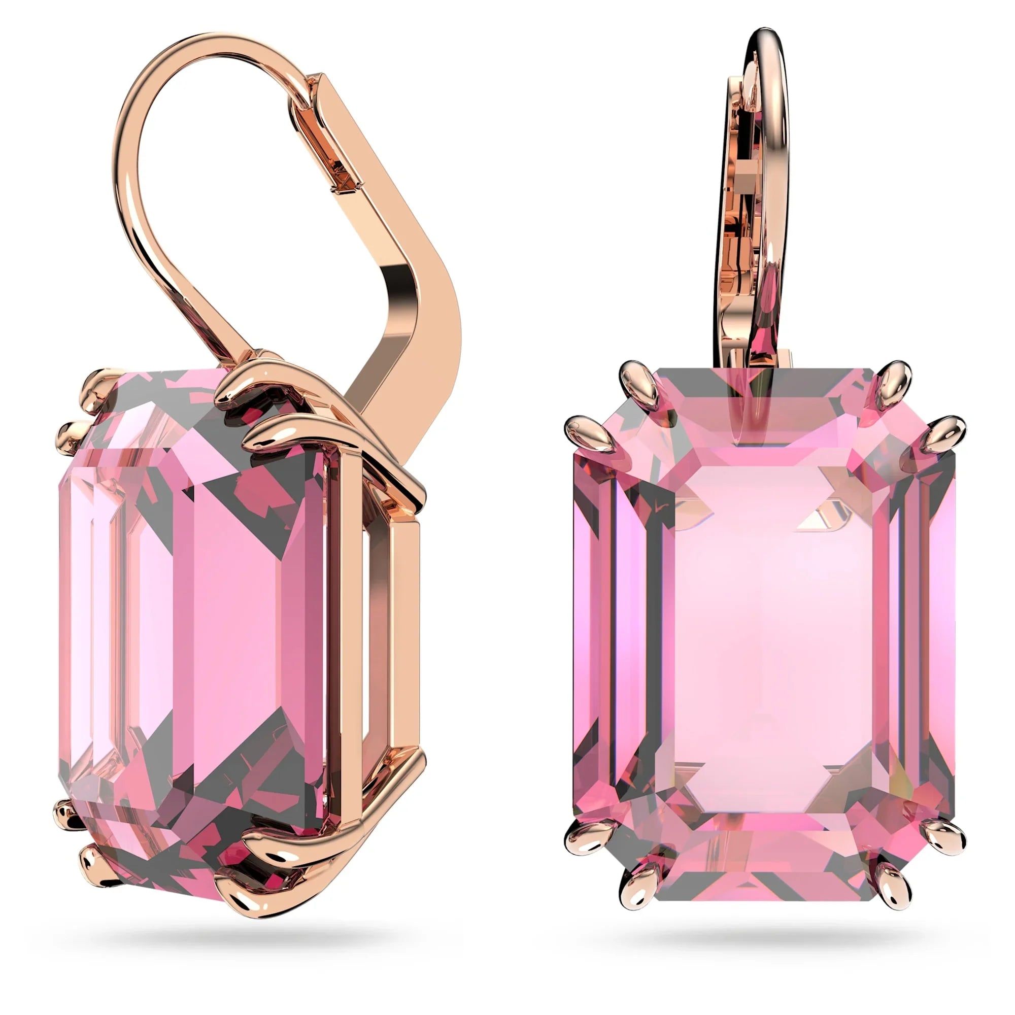 Cercei de damă Millenia, octogonali, roz roz – vedere Swarovski 3