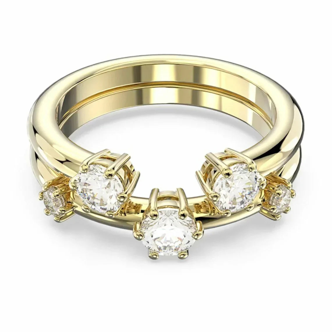 Anillo Swarovski - Constella - Tamaño redondo - Blanco y oro
