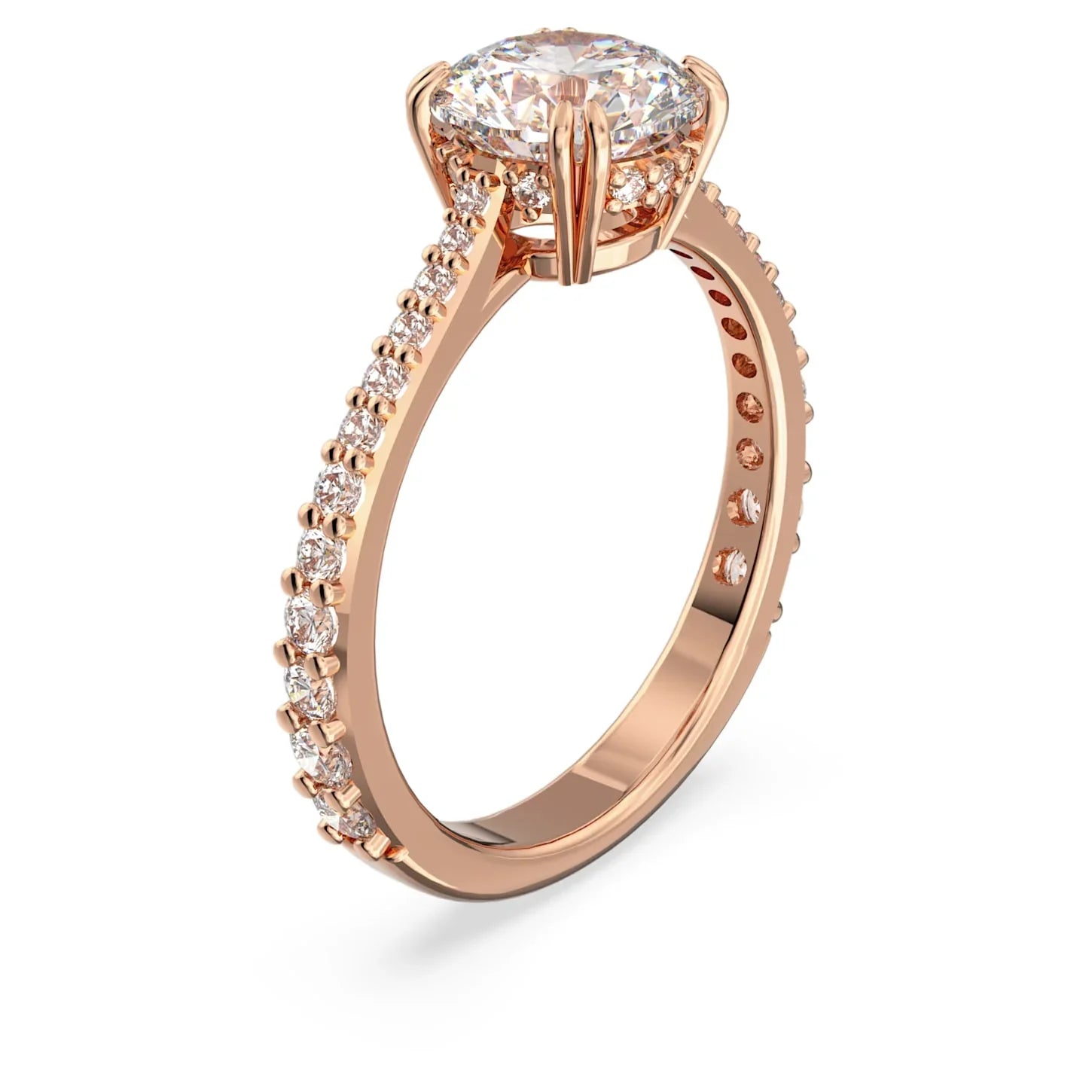 Δαχτυλίδι Swarovski - Stilla - Στρογγυλή κοπή - Άποψη Λευκού & Ροζέ 3