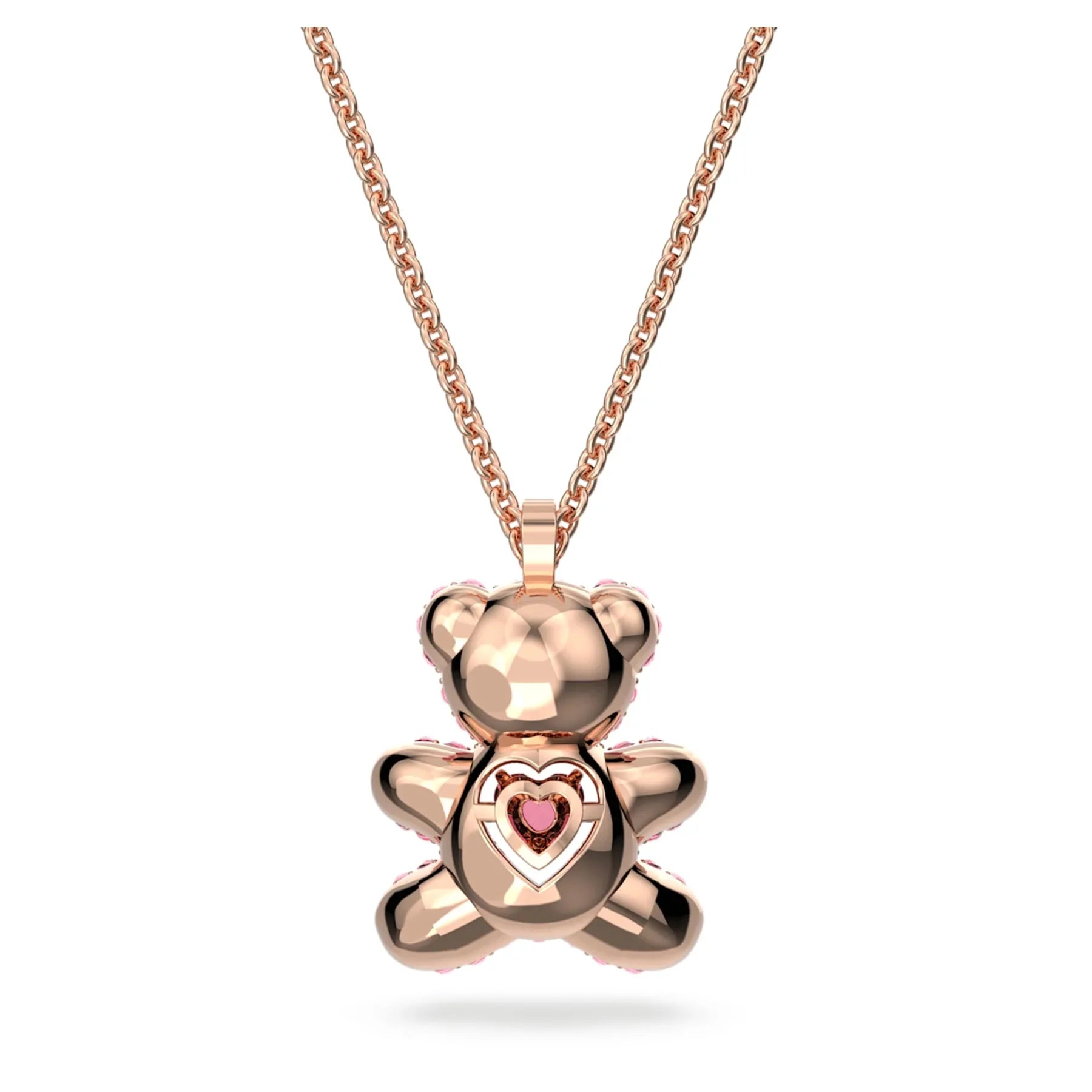 Pembe Altın Teddy Bear Kolye – Swarovski görünümü 3