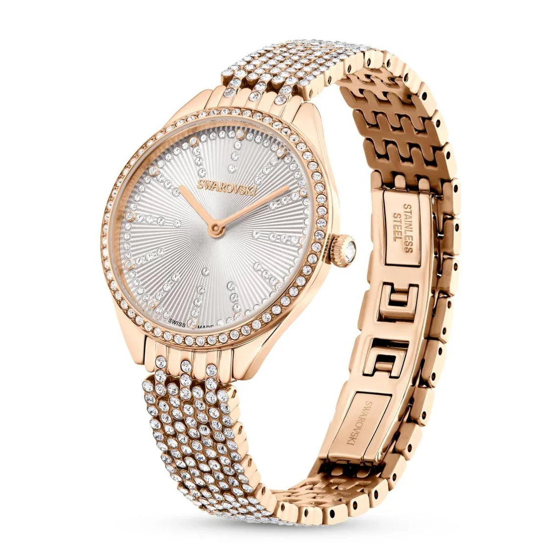Přitahujte křišťálové dámské hodinky Rose Gold – Swarovski