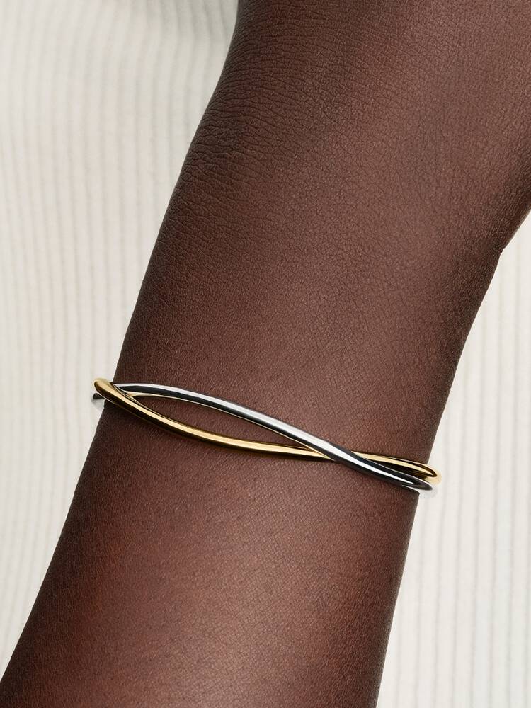 Bracelet Pandora - Jonc Ouvert Entrelacé Bimatière | 564656C00