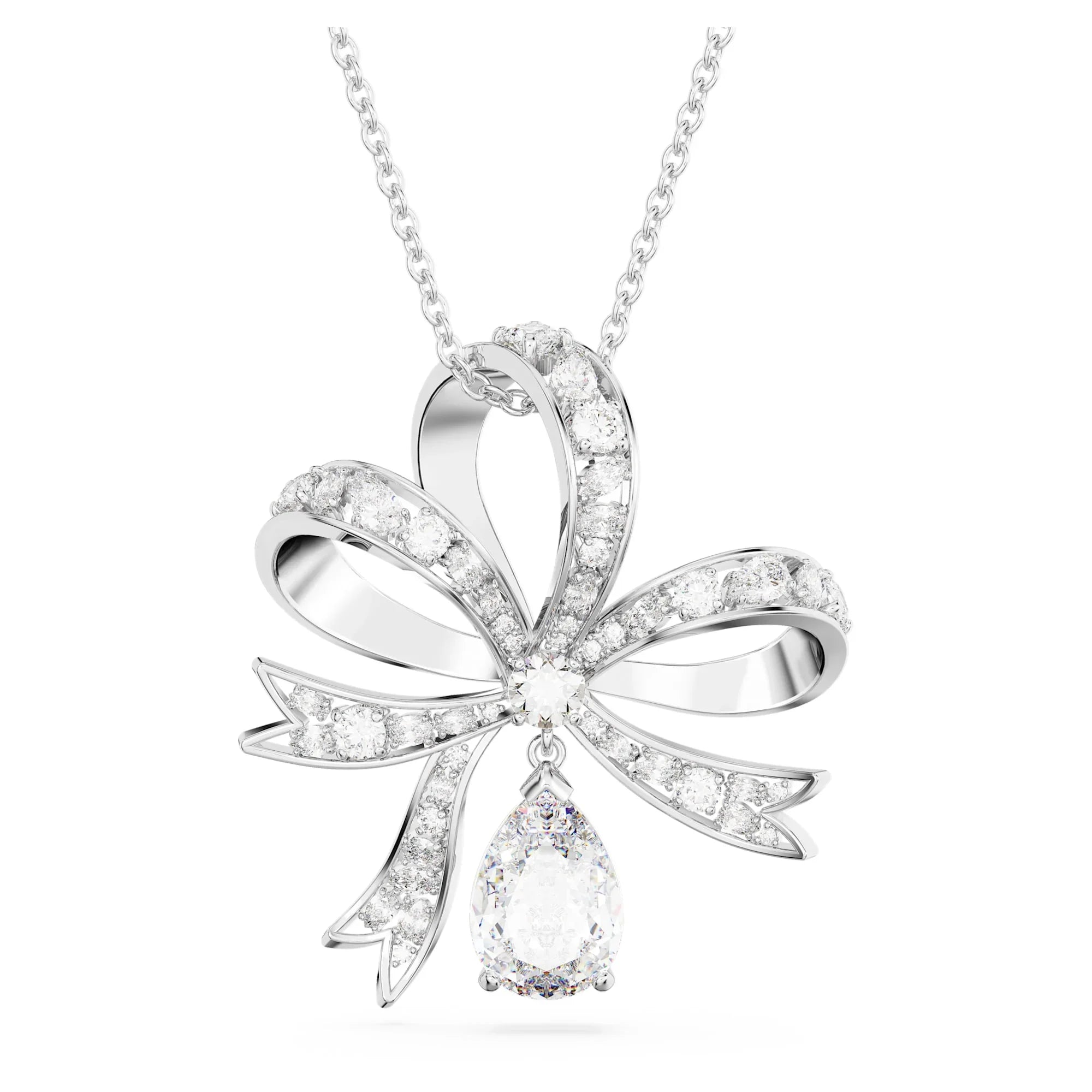 Hvid Sølv Volta Knot Halskæde - Swarovski