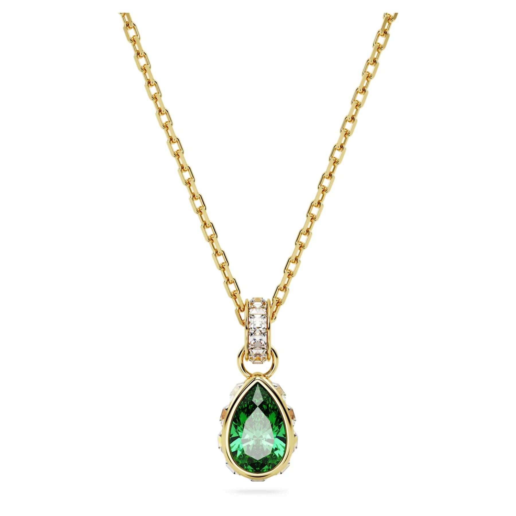 Pingente Swarovski - Chroma - Corte pêra - Verde e Dourado