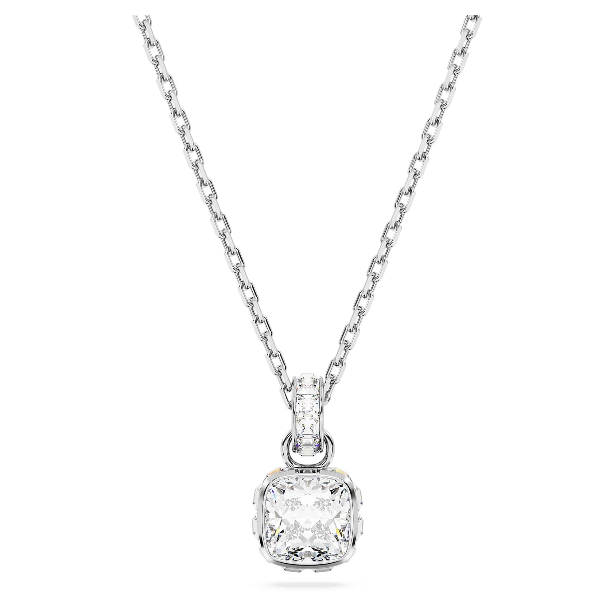 Colar de pedra do mês Avril Branco Prata - Swarovski