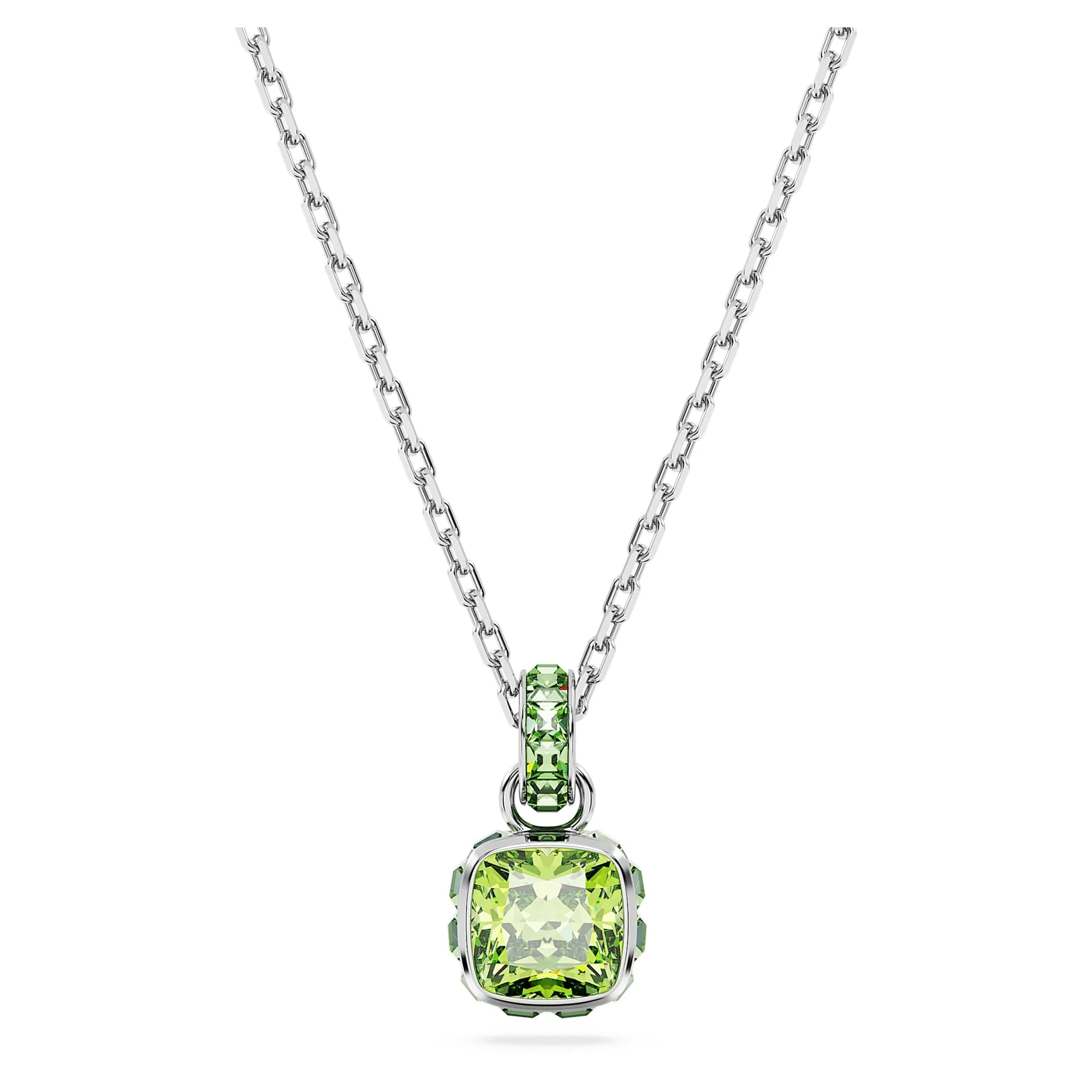 Ασημί Πράσινο Κολιέ από Birthstone Αυγούστου – Swarovski