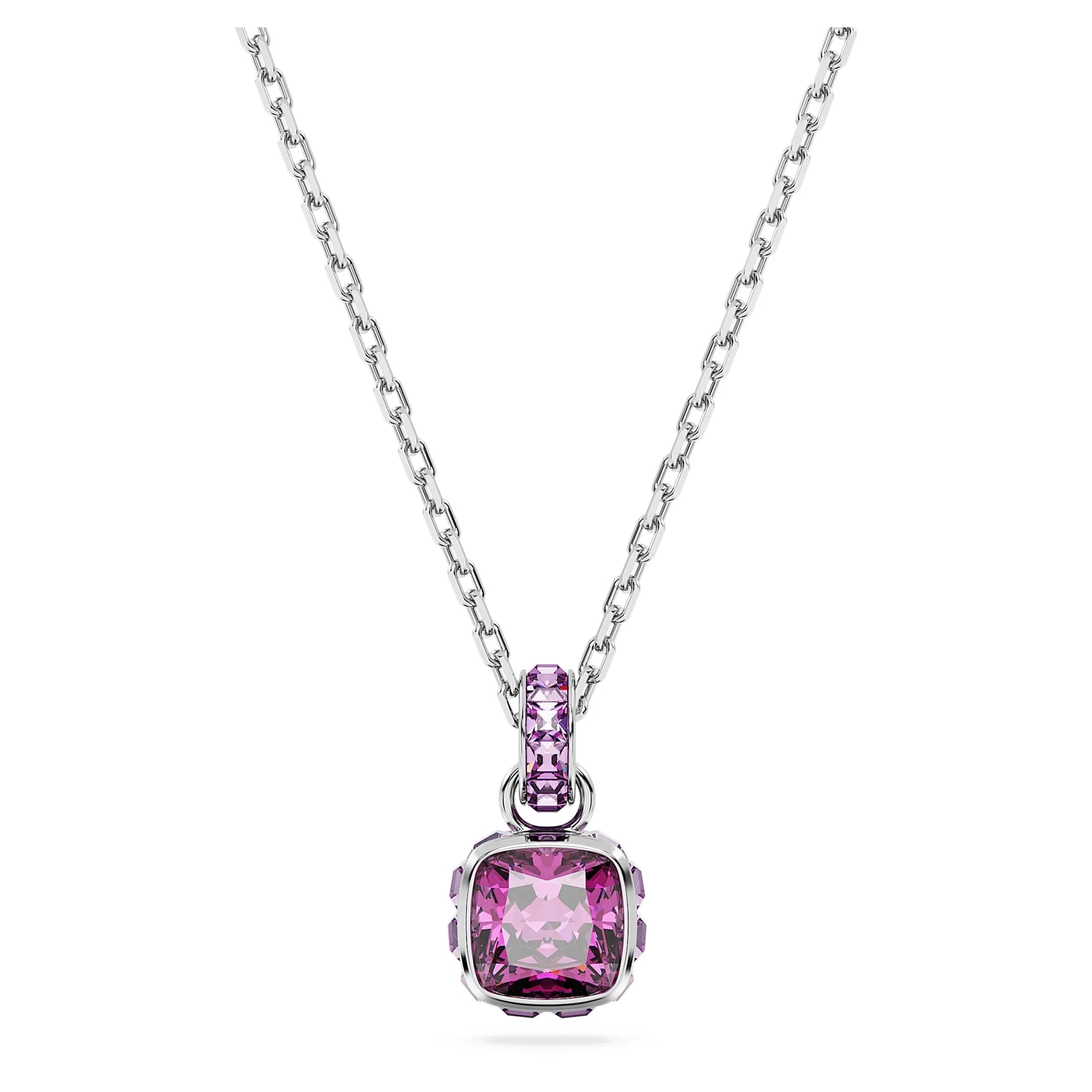 Colier cu piatră de naștere din februarie violet argint – Swarovski