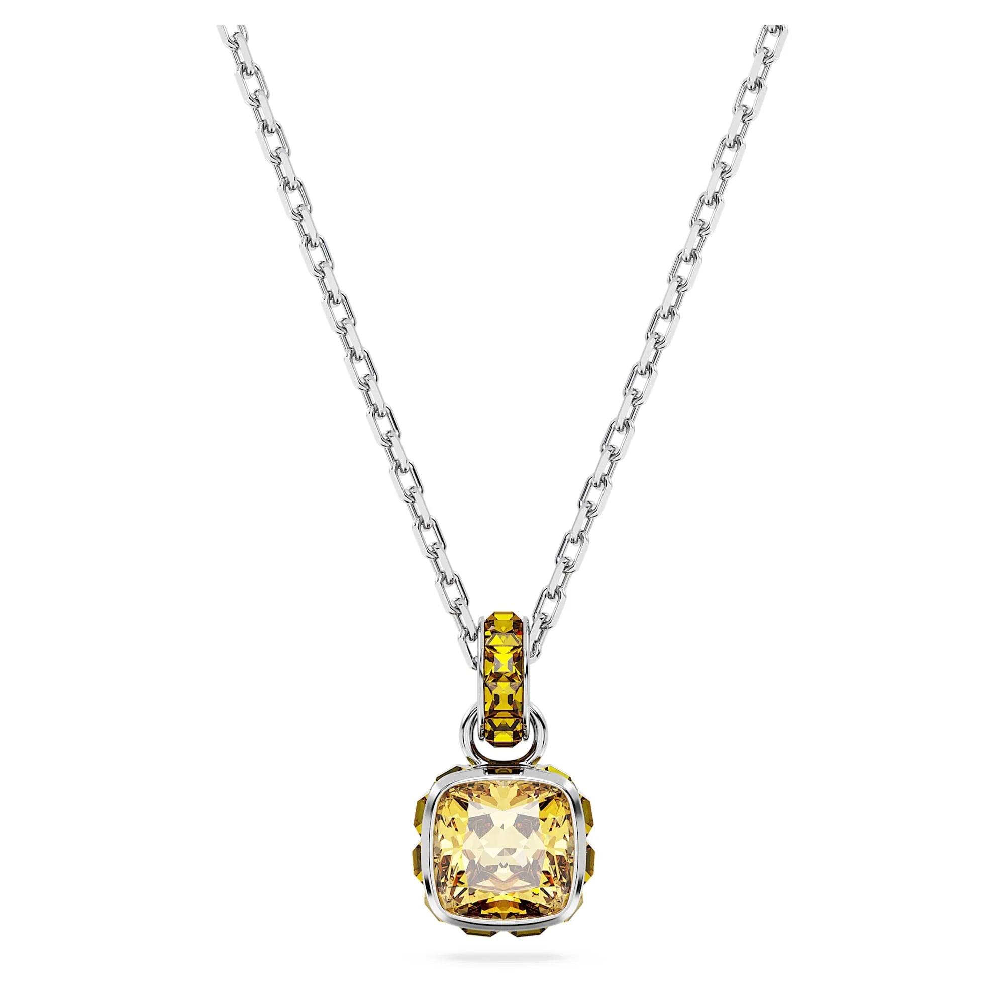 Colier cu piatră de naștere galben argintiu noiembrie – Swarovski