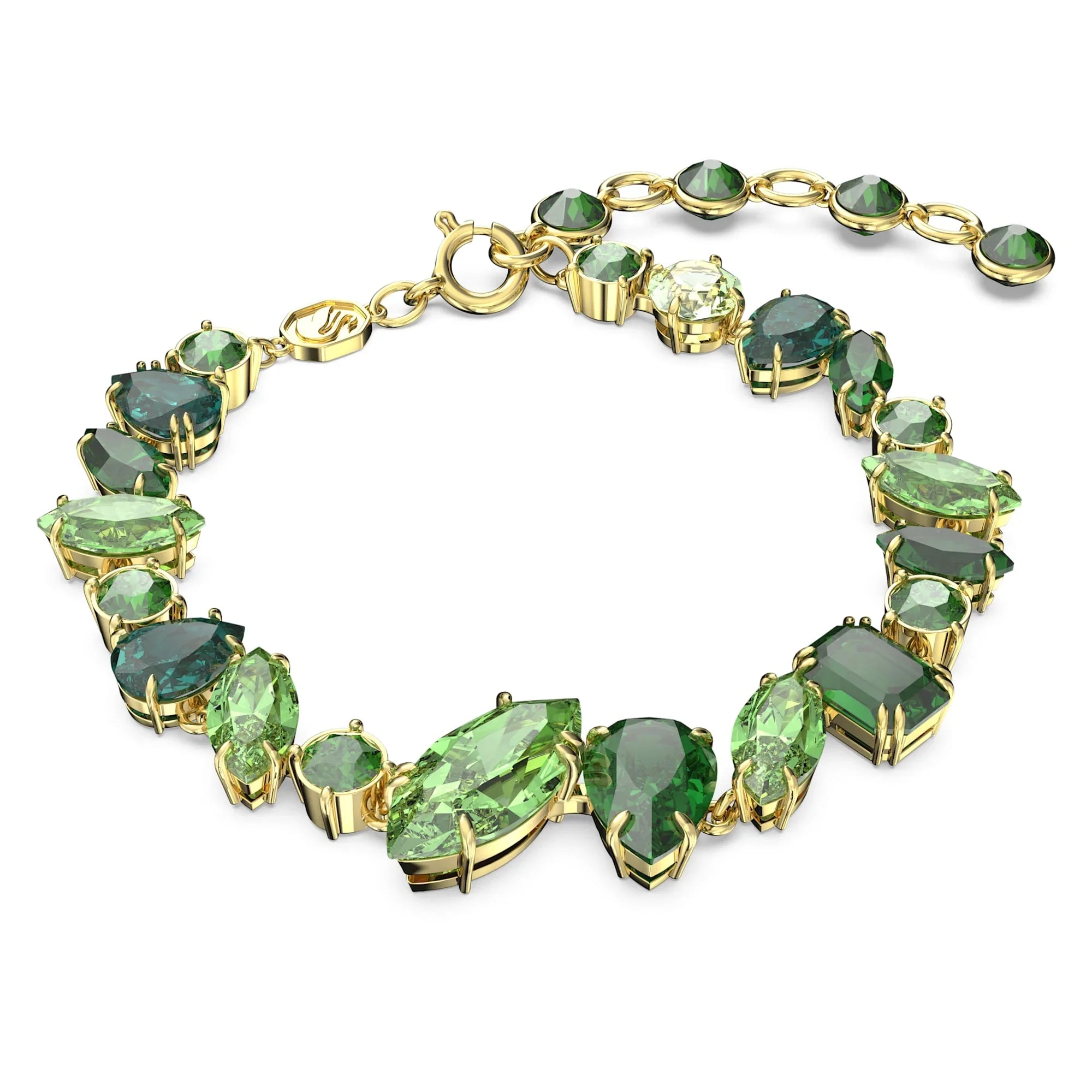 Swarovski Bileklik - Gema - Çeşitli Bedenler - Yeşil & Altın