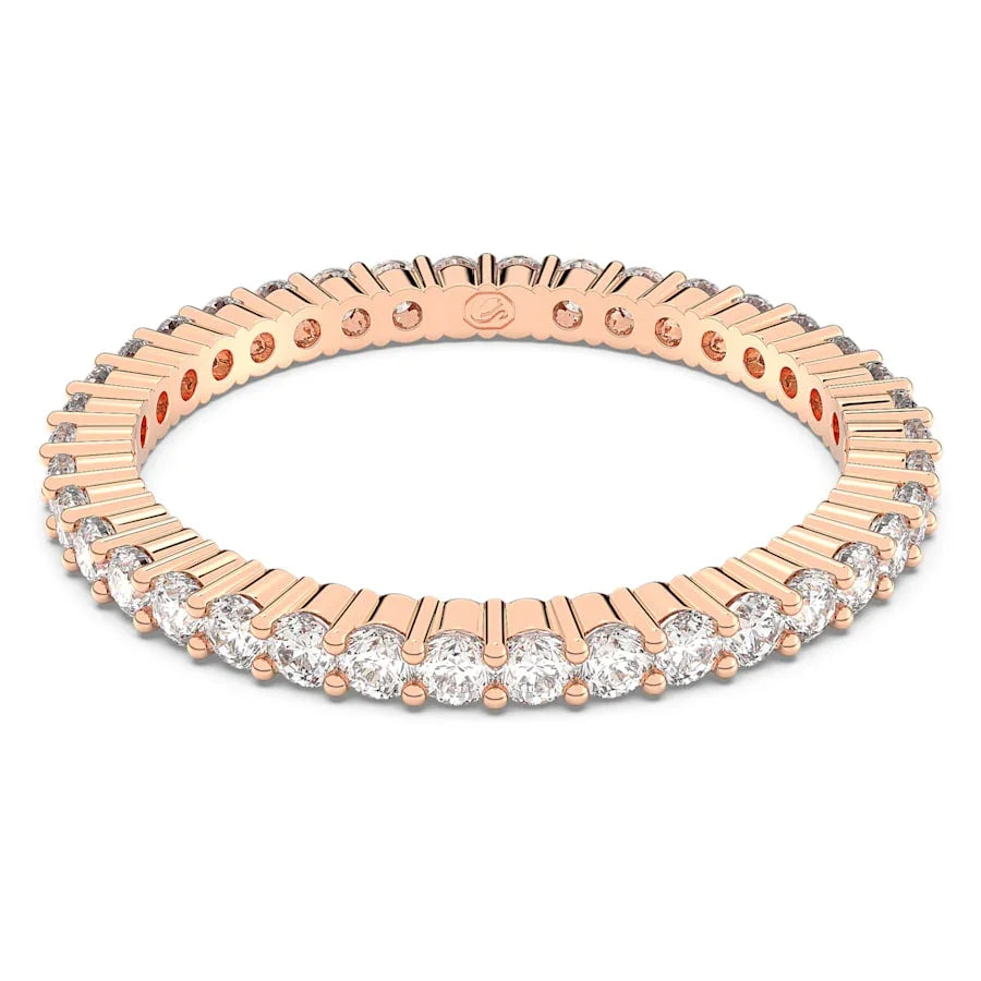 Anillo Matrix Vittore para mujer, redondo, blanco, oro rosa, Swarovski