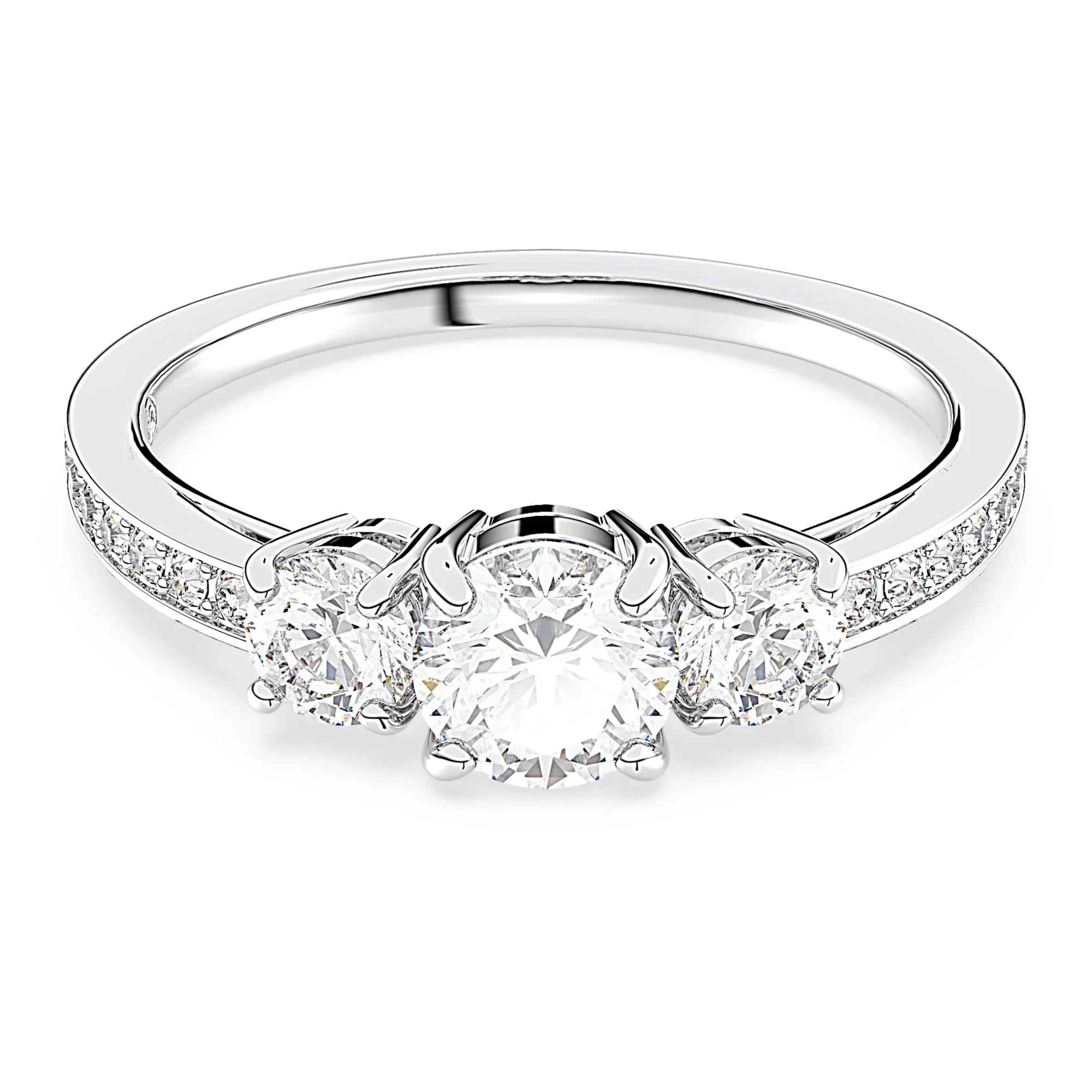 Anel Swarovski - Stilla Attract - Corte Redondo - Branco e Prata