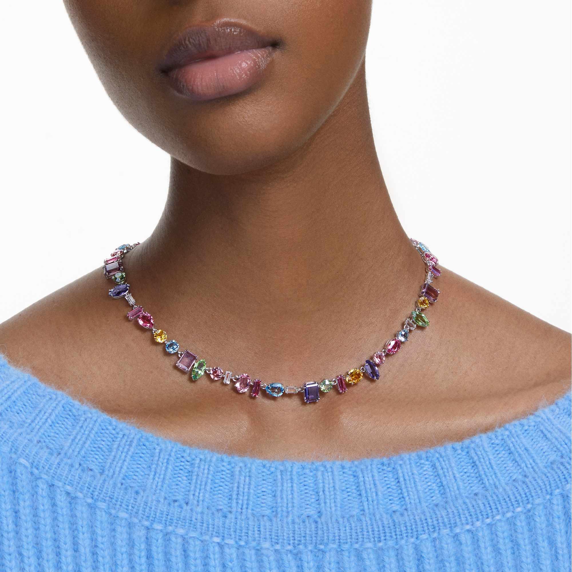 Swarovski Necklace - Gema - Various sizes - Multicolor & Silver view 2