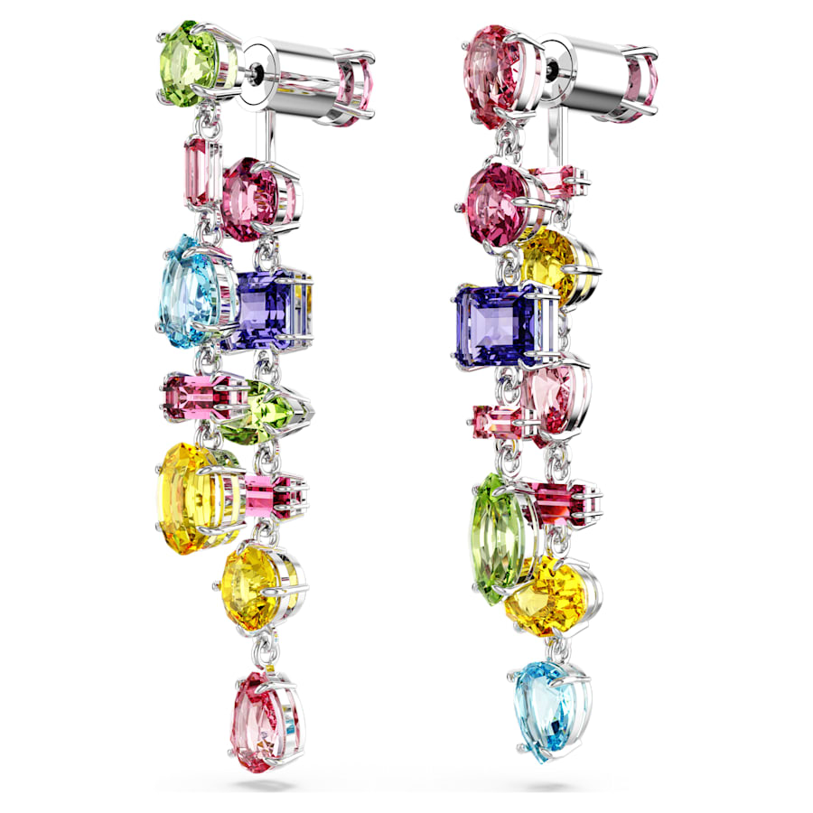 Women's Gema Asymmetrical Multicolored Silver Earrings – Swarovski