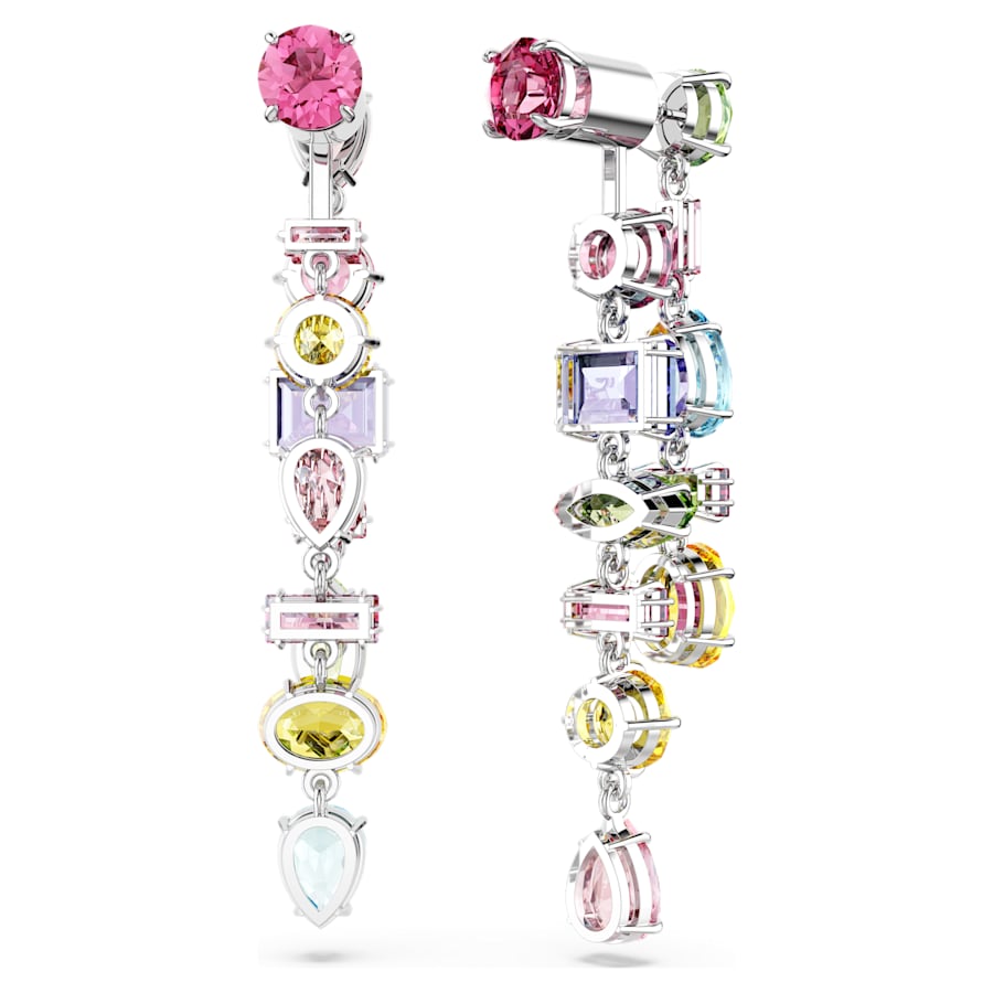 Women's Gema Asymmetrical Multicolored Silver Earrings – Swarovski