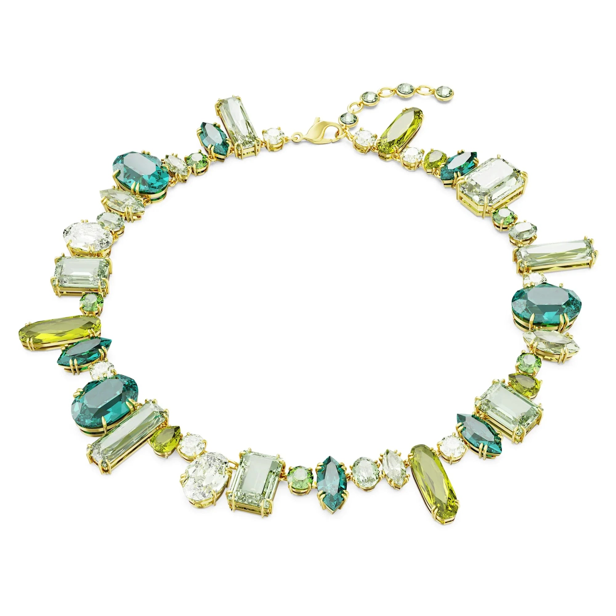 Swarovski Ketting - Gema - Verschillende maten - Groen en goudkleurige plating