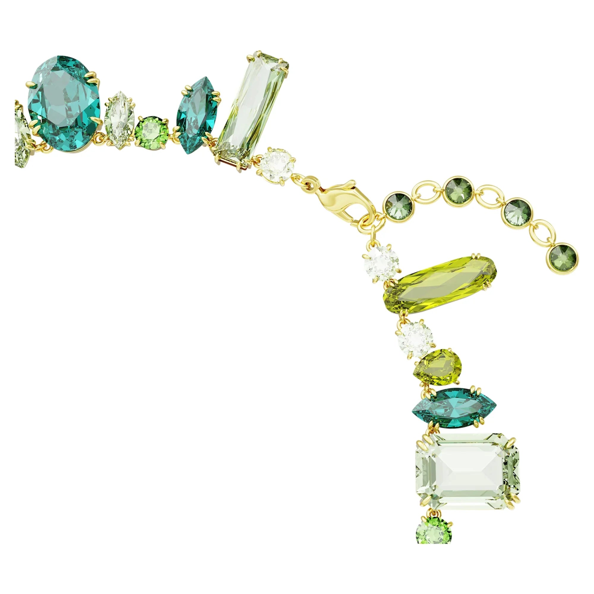 Swarovski halsketting - Gema - verschillende maten - groen- en goudkleurige beplating weergave 3