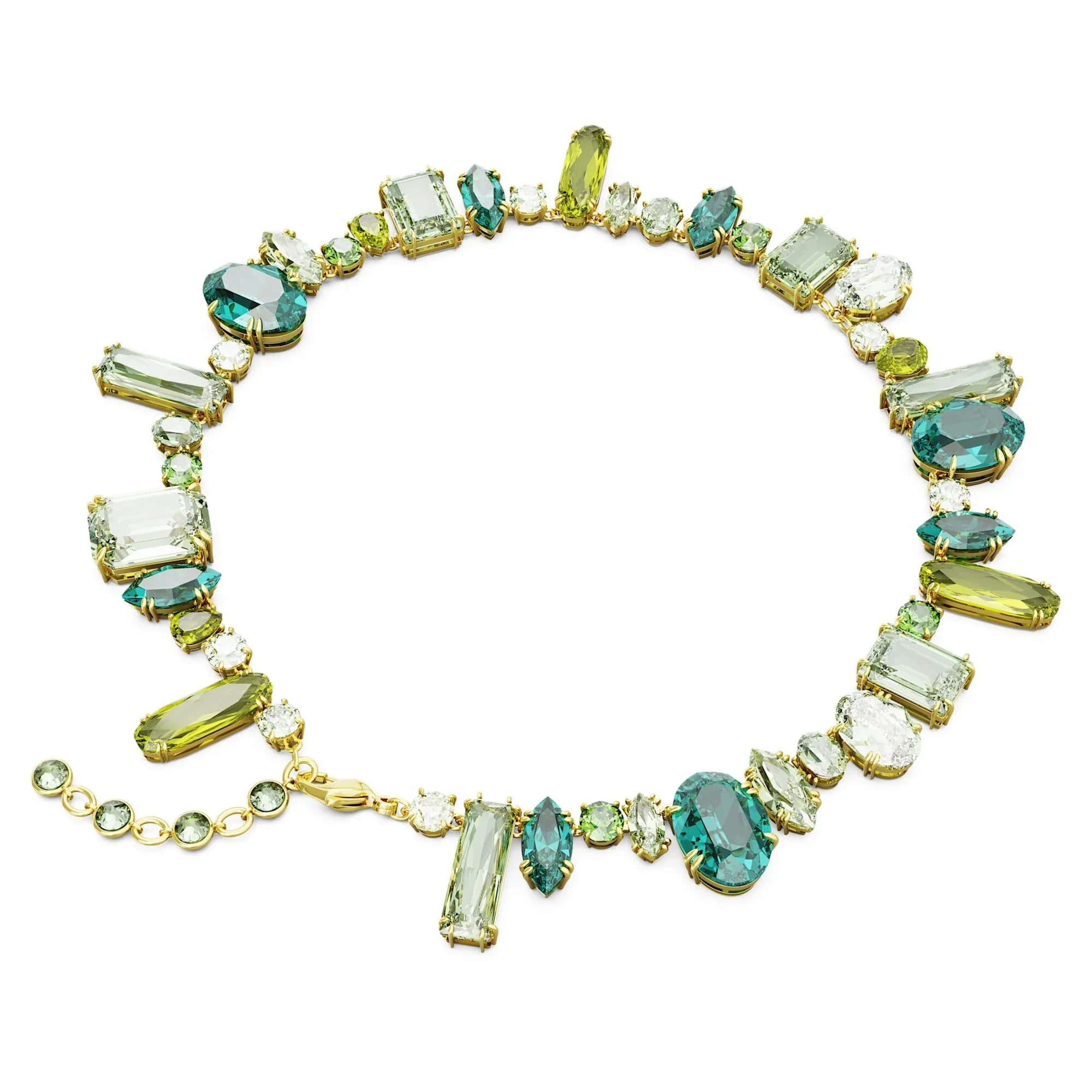Swarovski halsketting - Gema - verschillende maten - groen- en goudkleurige beplating weergave 4