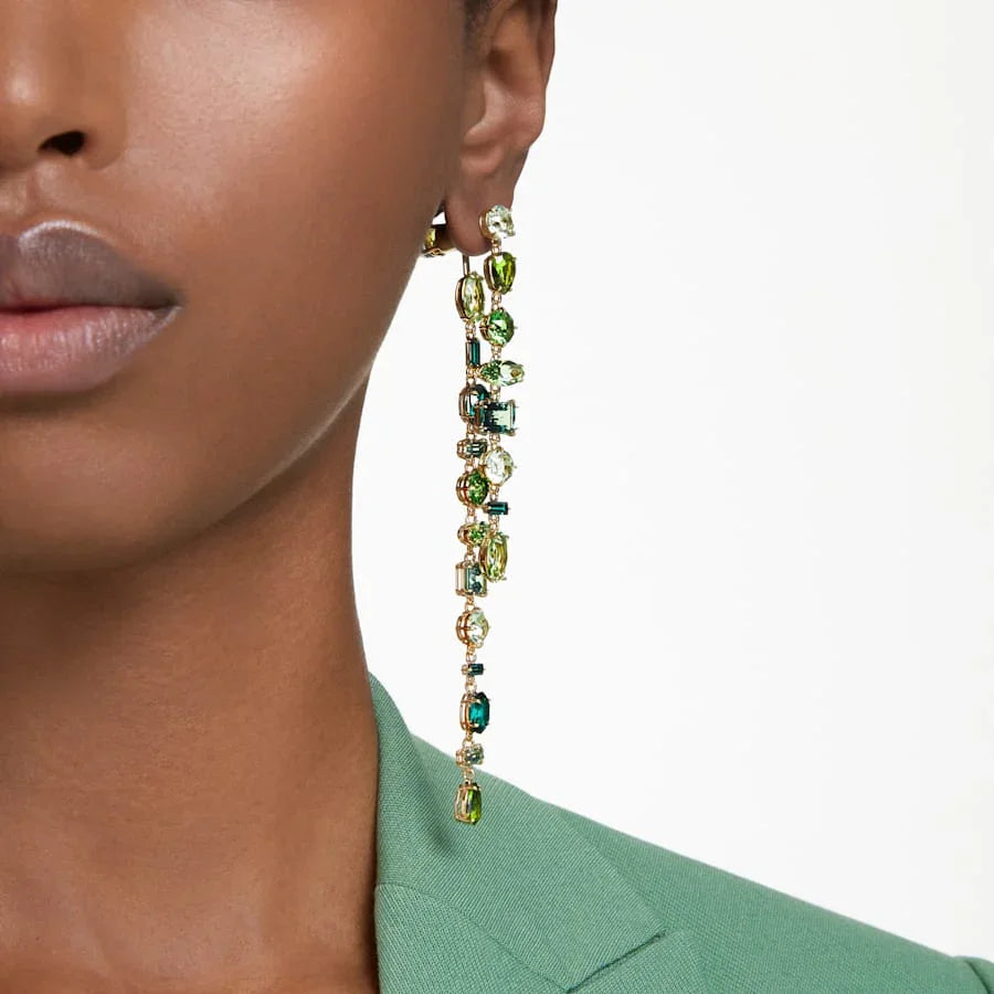 Swarovski øredobber - Gema - Forskjellige størrelser - Green & Gold view 3