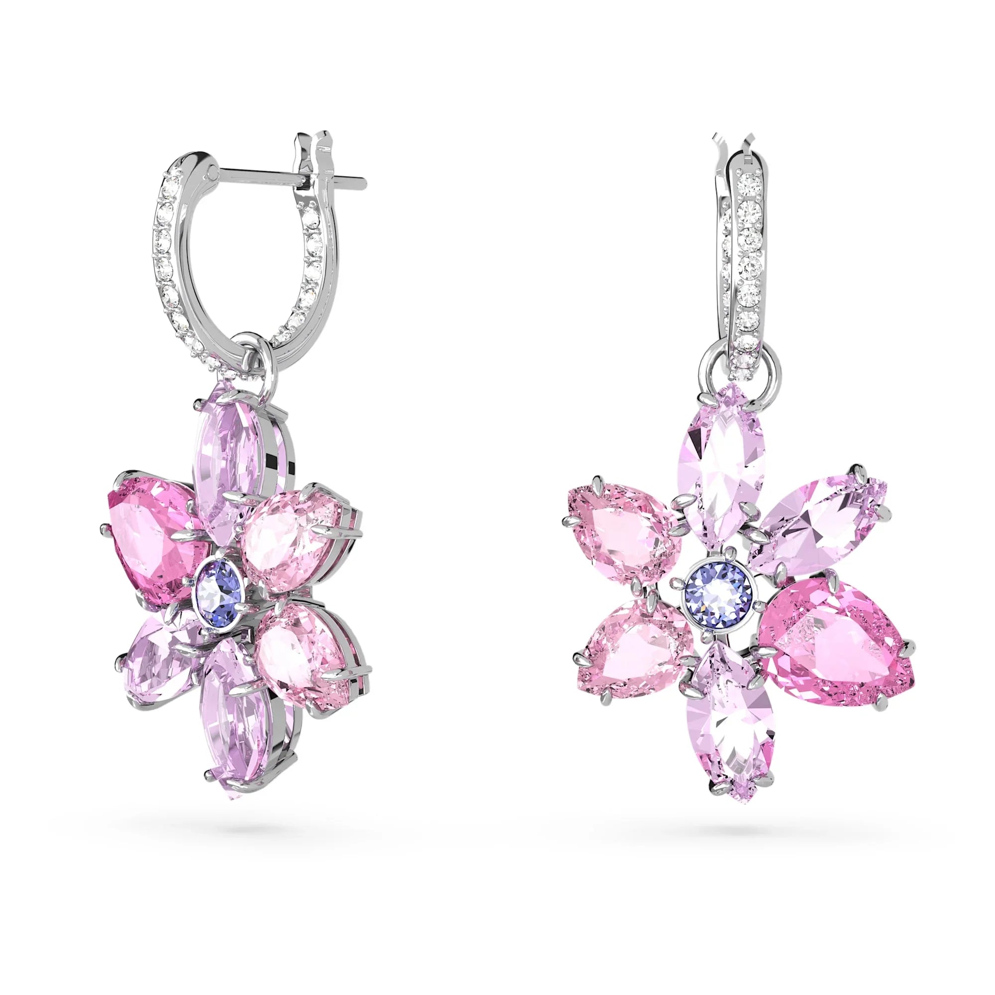 Gema Γυναικεία Σκουλαρίκια Rose Flower Silver – Swarovski