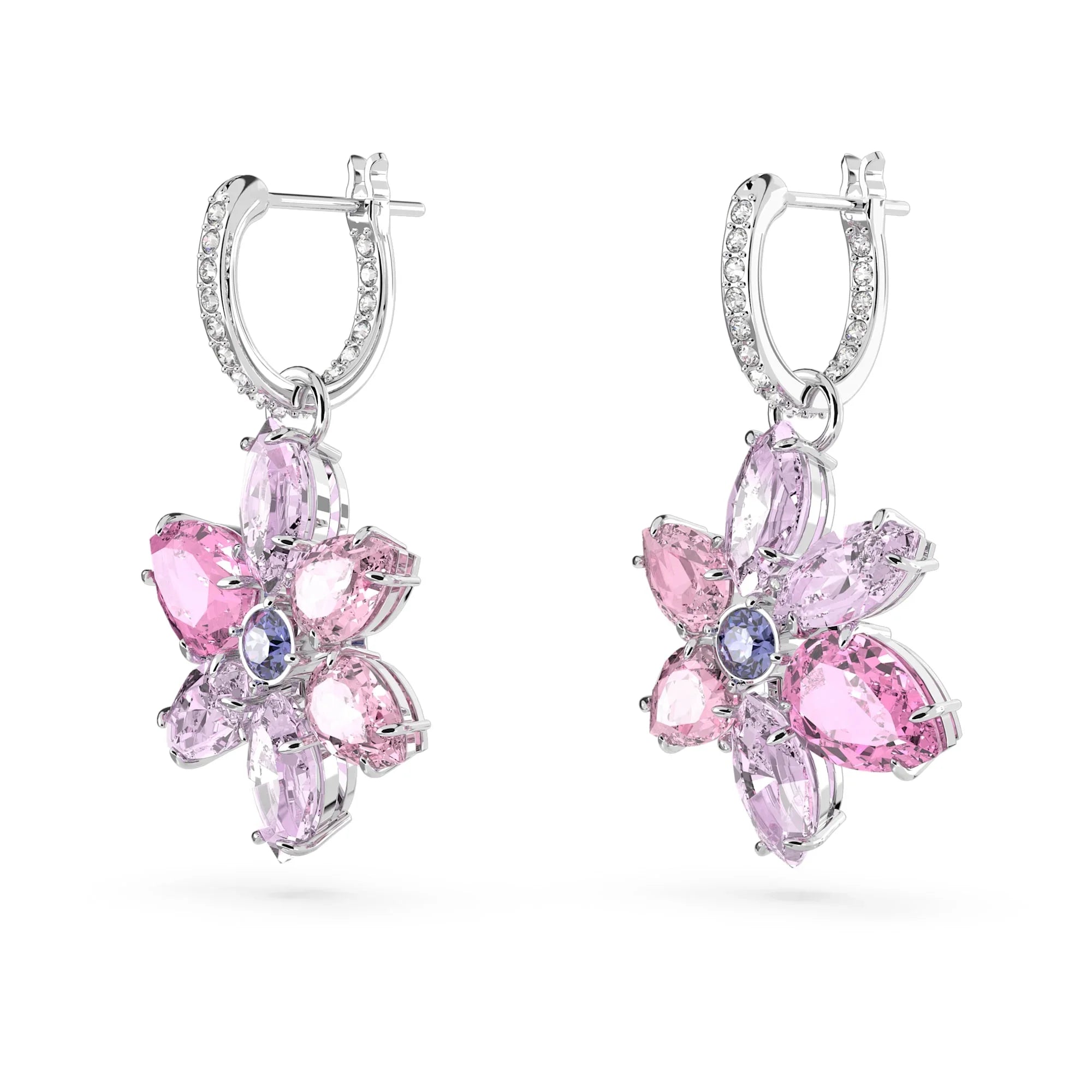 Boucles d’Oreilles Femme Gema Fleur Rose Argenté – Swarovski vue 3