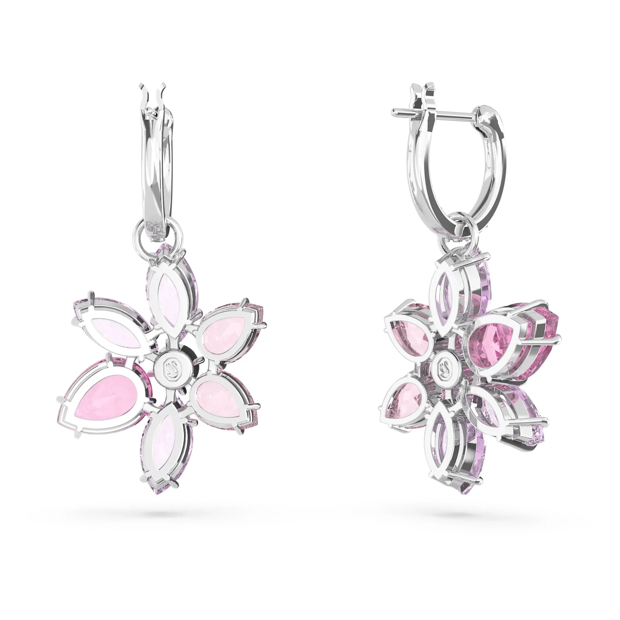 Boucles d’Oreilles Femme Gema Fleur Rose Argenté – Swarovski vue 4