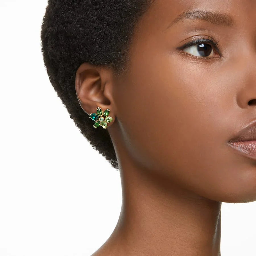 Pendientes Mujer Gema Flor Oro Verde – Swarovski vista 2