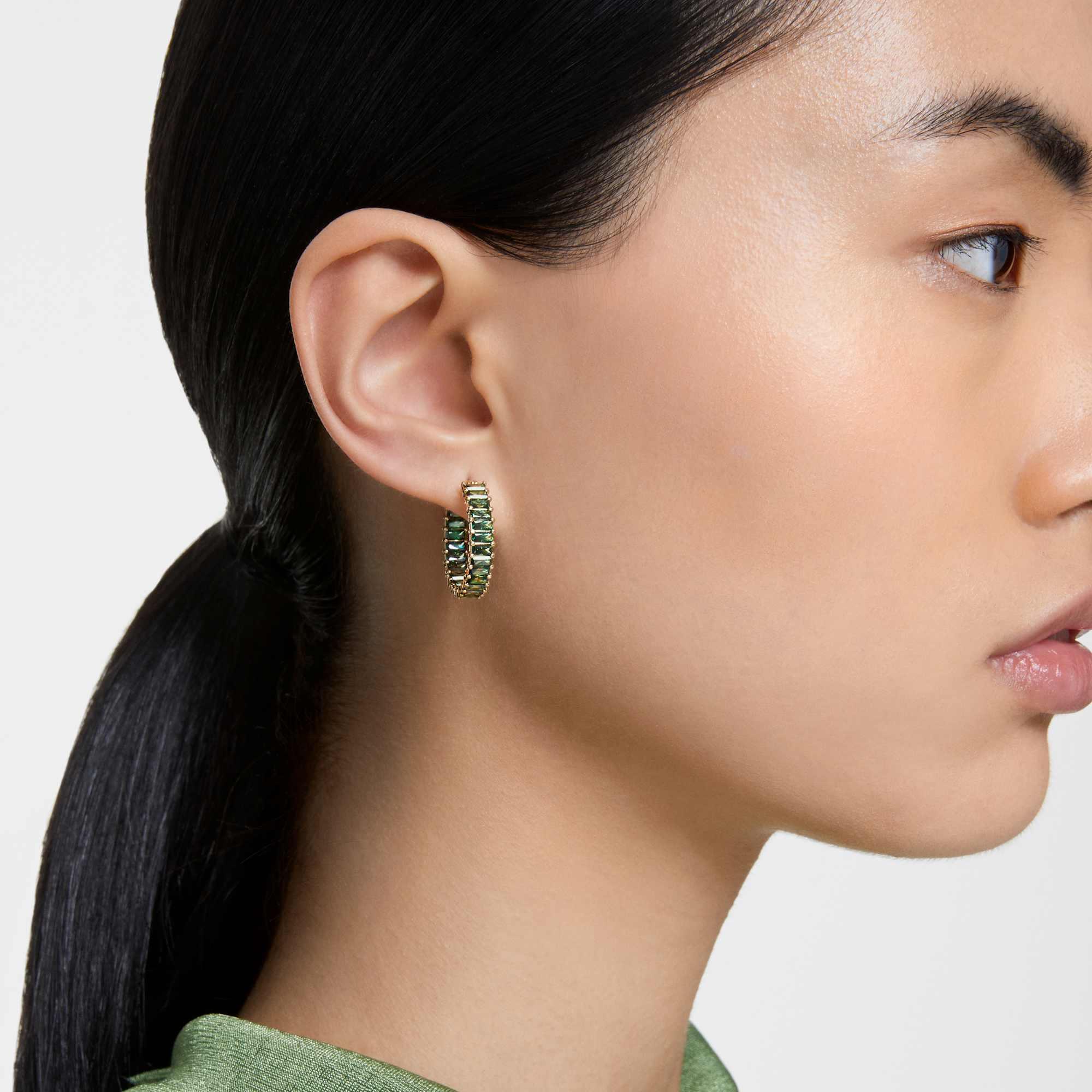 Women's Matrix Green Gold Earrings – Swarovski view 2