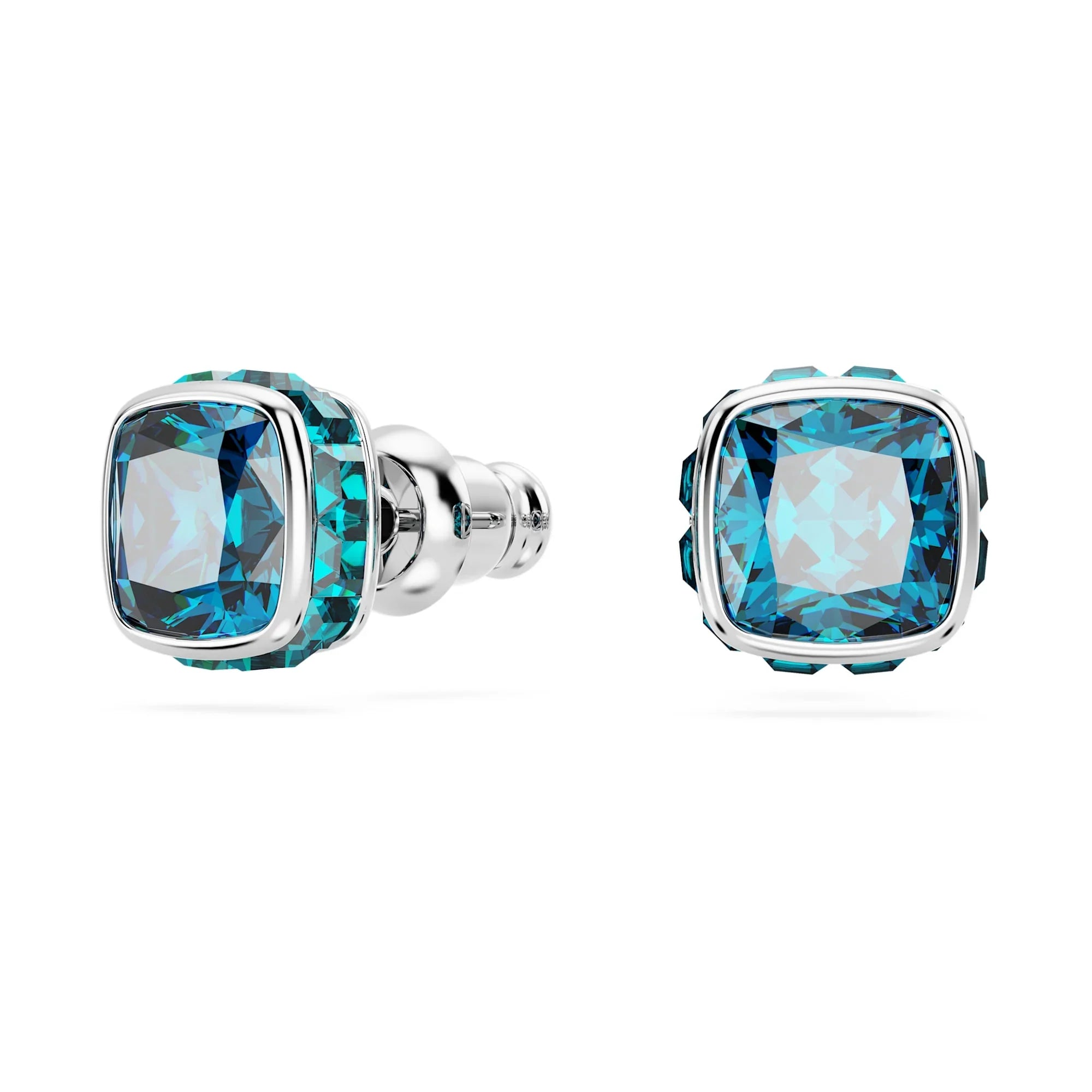 Kadın Birthstone Aralık Kare Mavi Gümüş Küpe – Swarovski