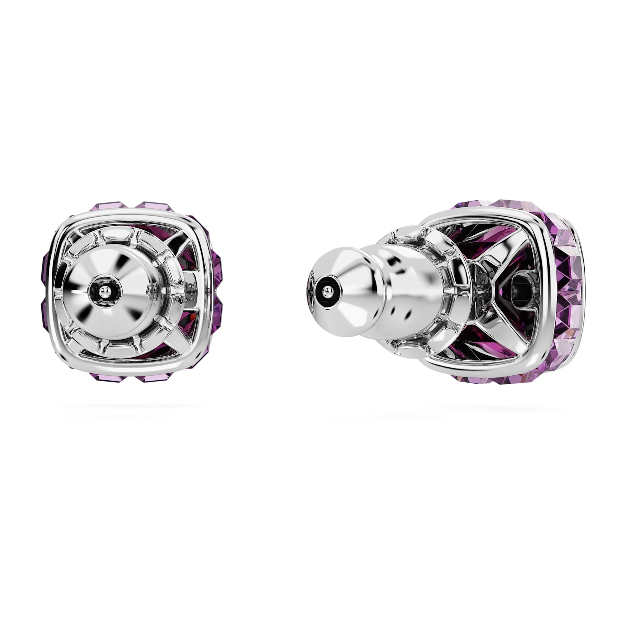 Clous d’Oreilles Femme Birthstone Février Carré Violettes Argentées – Swarovski vue 3