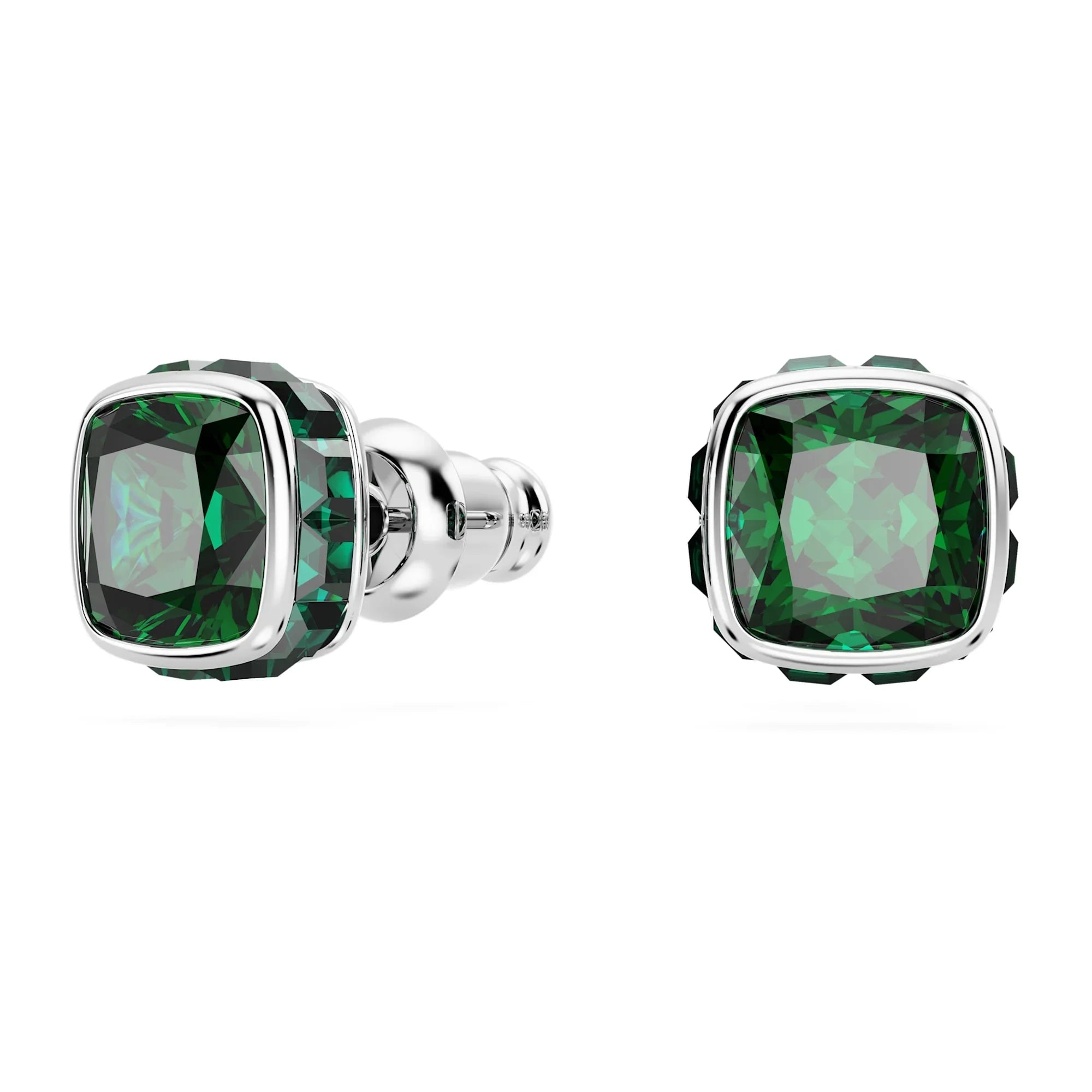 Women's Birthstone May Square Green Silver Stud Earrings – Swarovski