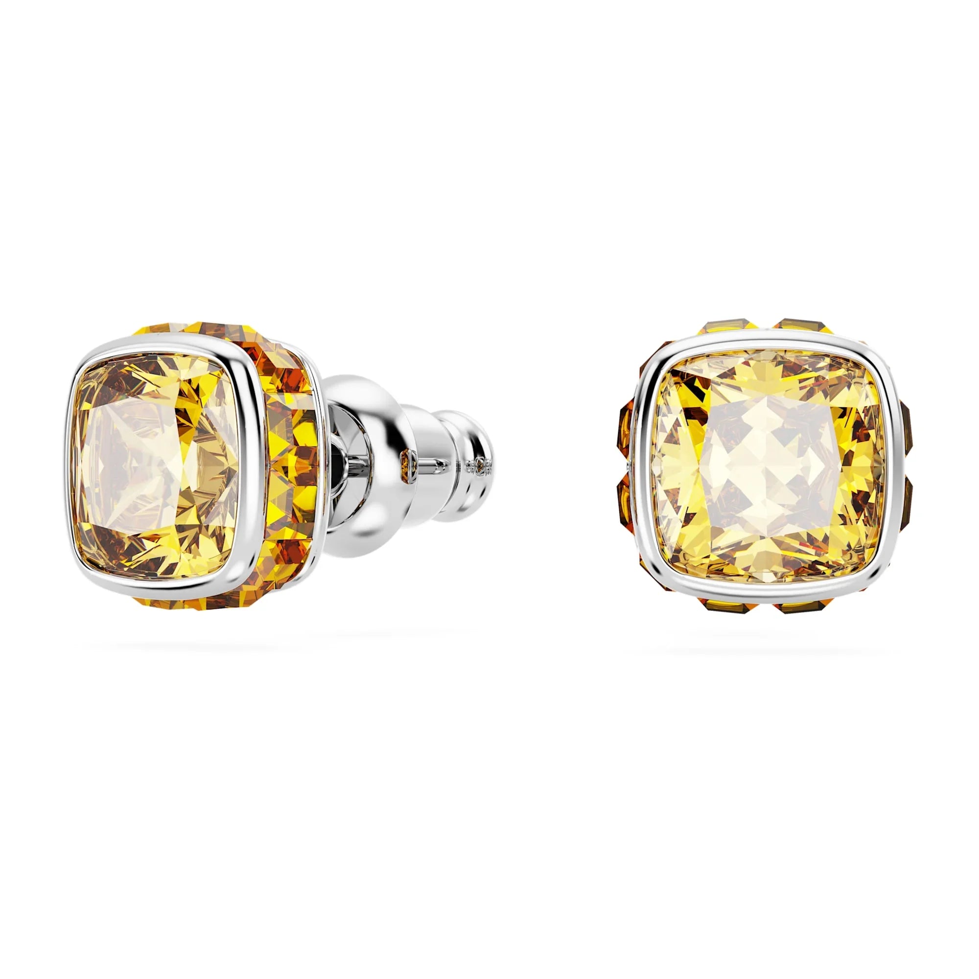 Kadın Birthstone Kasım Kare Sarı Gümüş Küpe – Swarovski