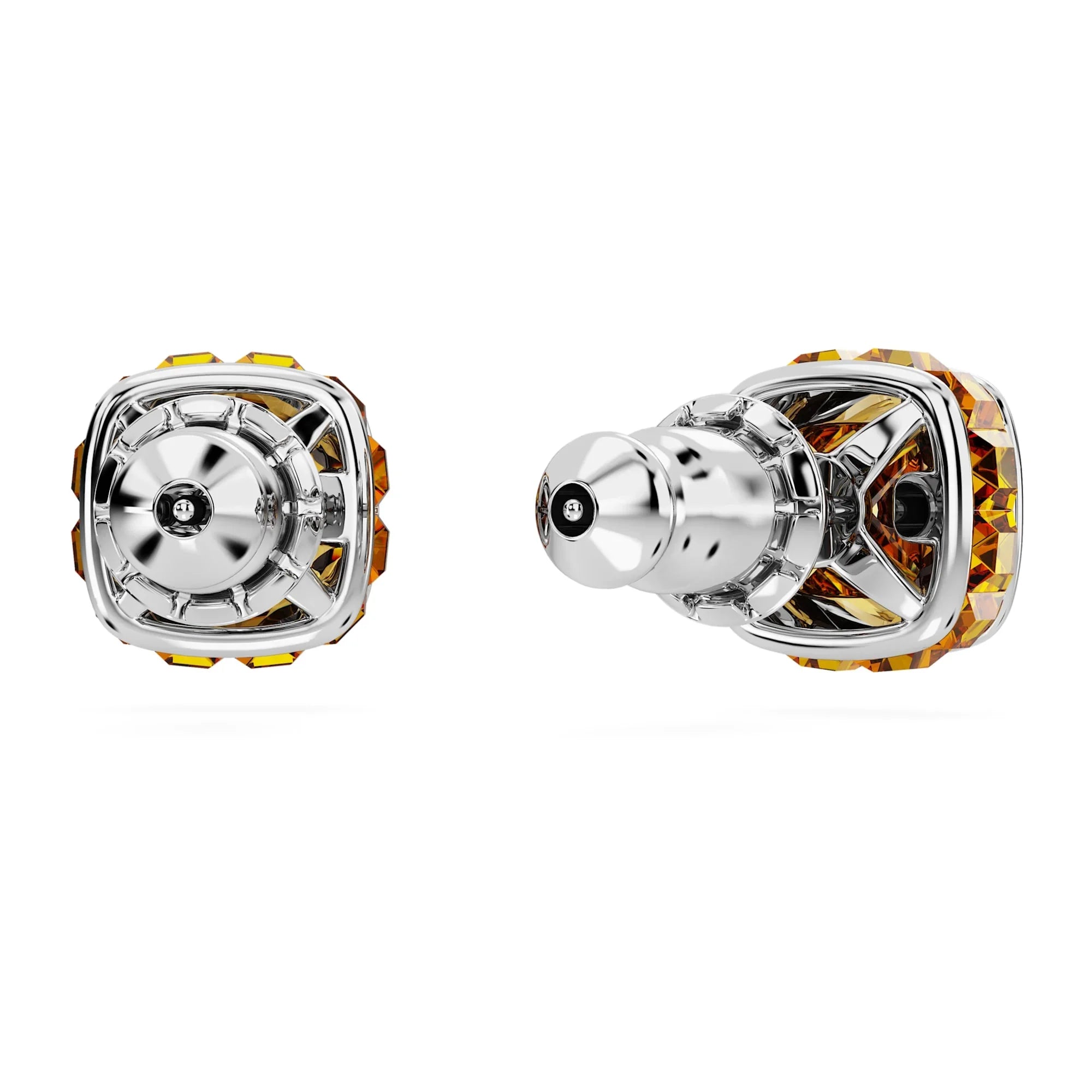 Kadın Birthstone Kasım Kare Sarı Gümüş Küpe – Swarovski görünümü 3
