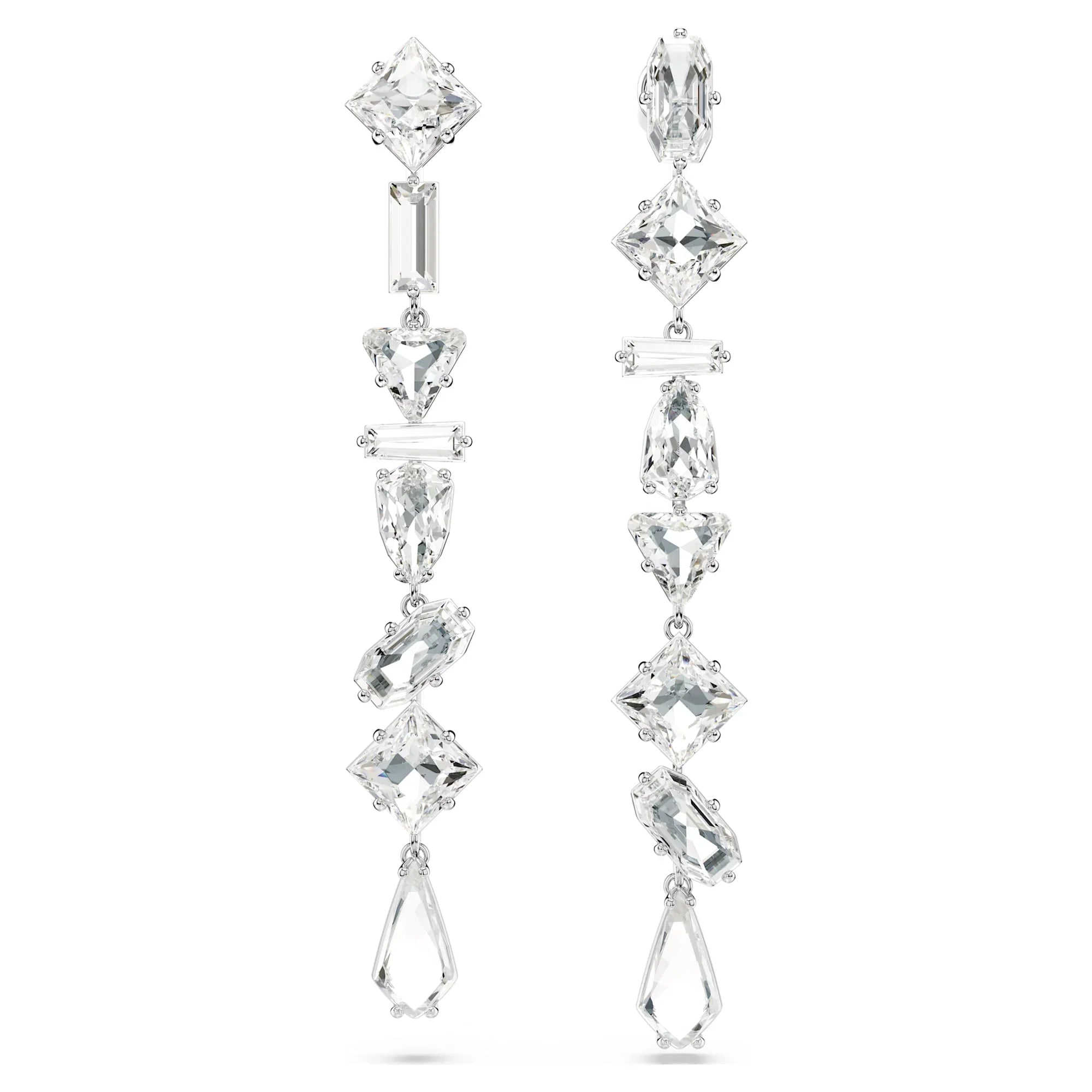 Women's Mesmera Asymmetrical White Silver Earrings – Swarovski